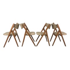 Superbe ensemble de 4 chaises pliantes modernes du milieu du siècle:: "dining" Wonderfold by Coronet