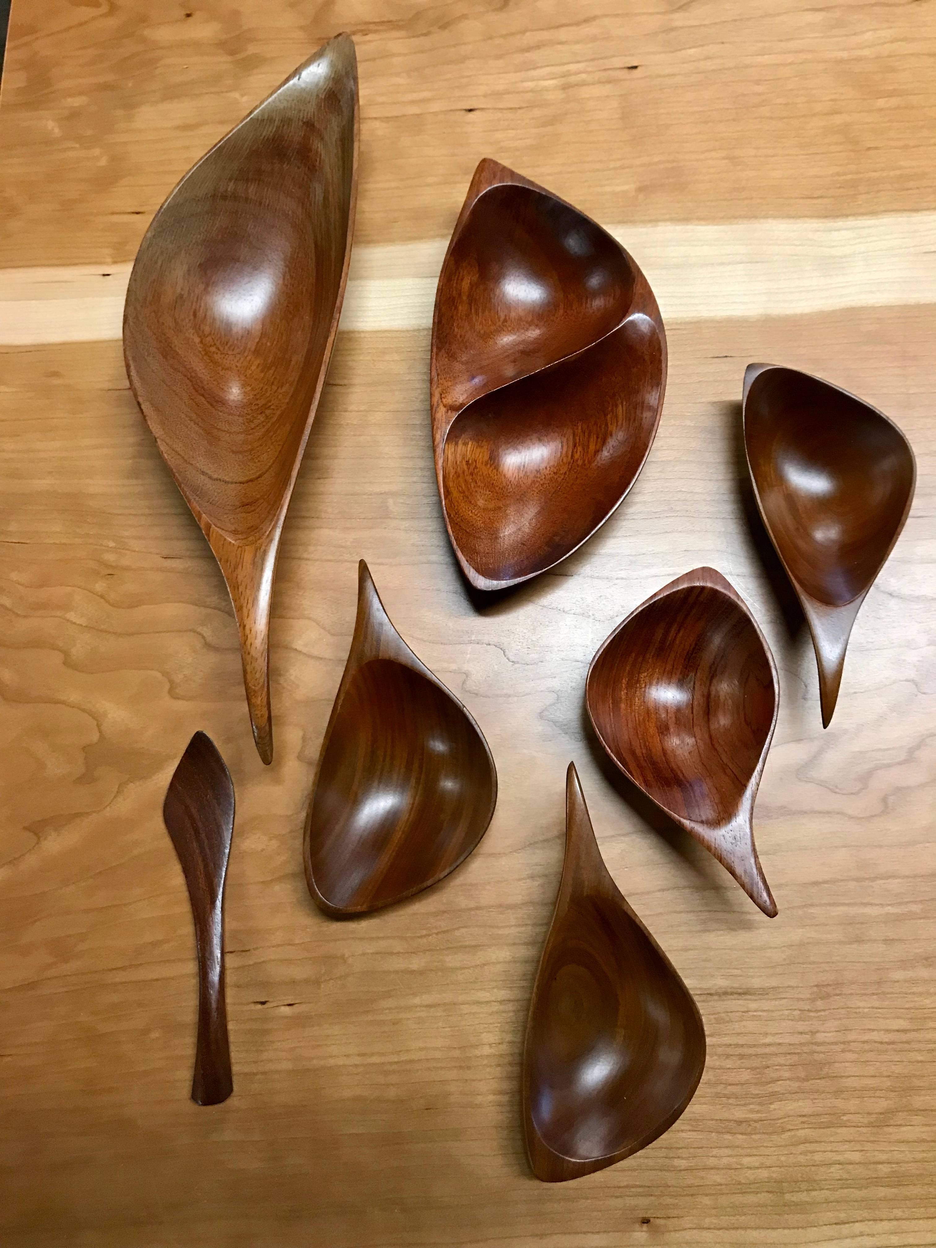Mid-Century Modern Stunning Set of Six Emil Milan Studio Carved Bowls