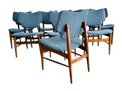 Stunning Set 8 Danish Modern Walnut / Floating Seat Dining Chairs