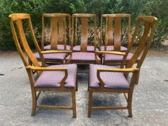 Stunning Set 8 Michael Taylor Asian influenced Burl Elm Dining Chair Mid-Century