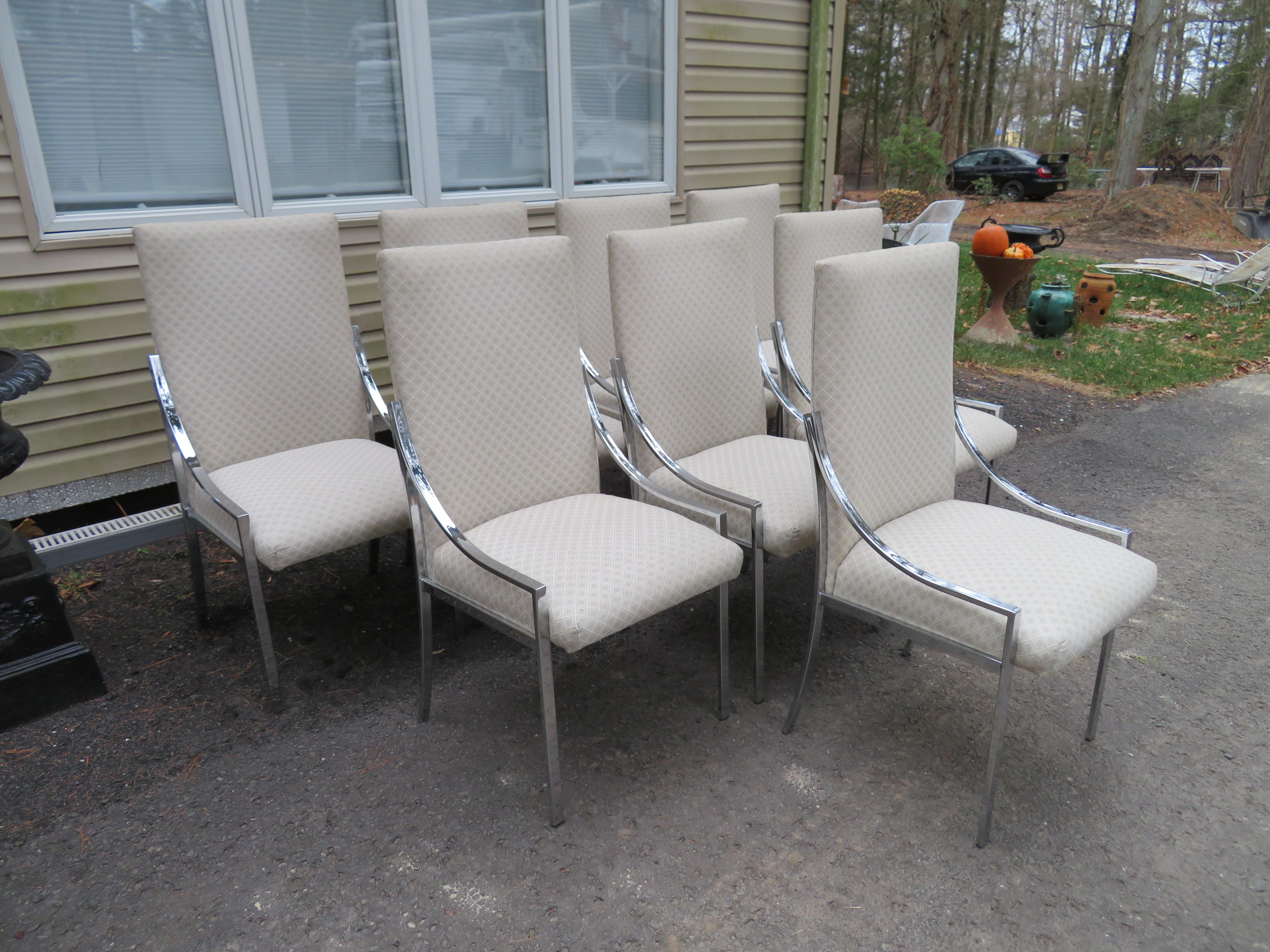 Stunning Set 8 Milo Baughman D.I.A. Dining Chairs Mid-Century Modern For Sale 7