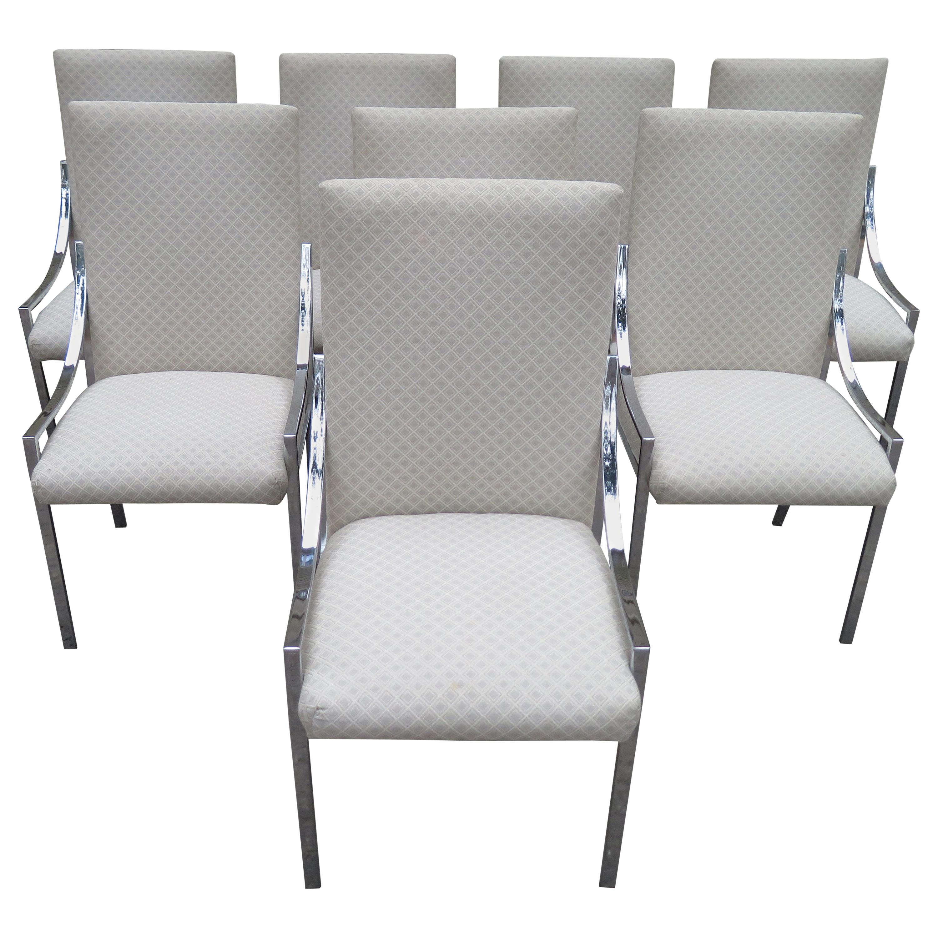 Ensemble étonnant de 8 chaises de salle à manger Milo Baughman D.I.A., mi-siècle moderne