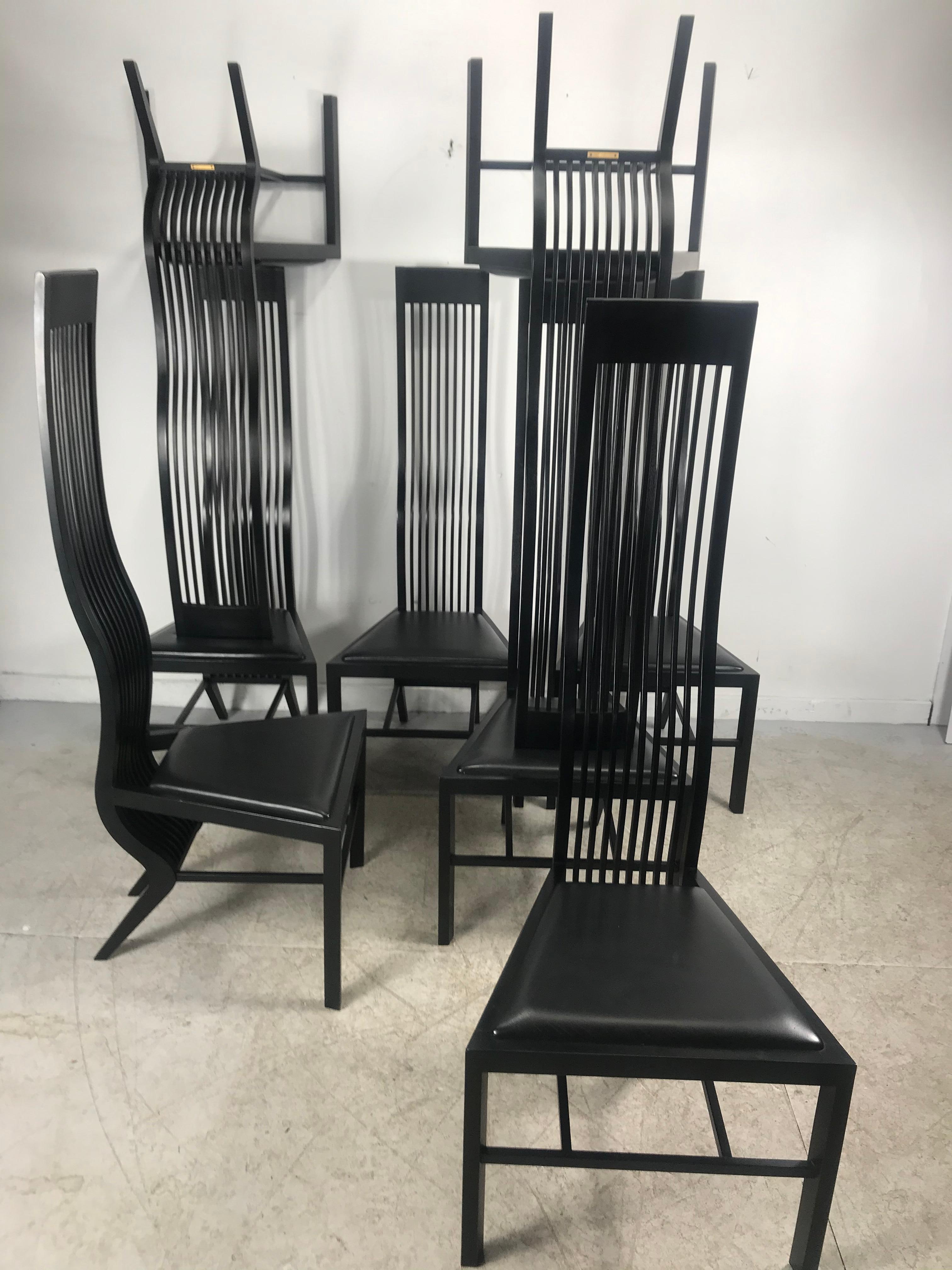Lacquered Stunning Set 8 Modernist Dining Chairs, by Arata Isozaki, Tendo Mekko Co. Ltd