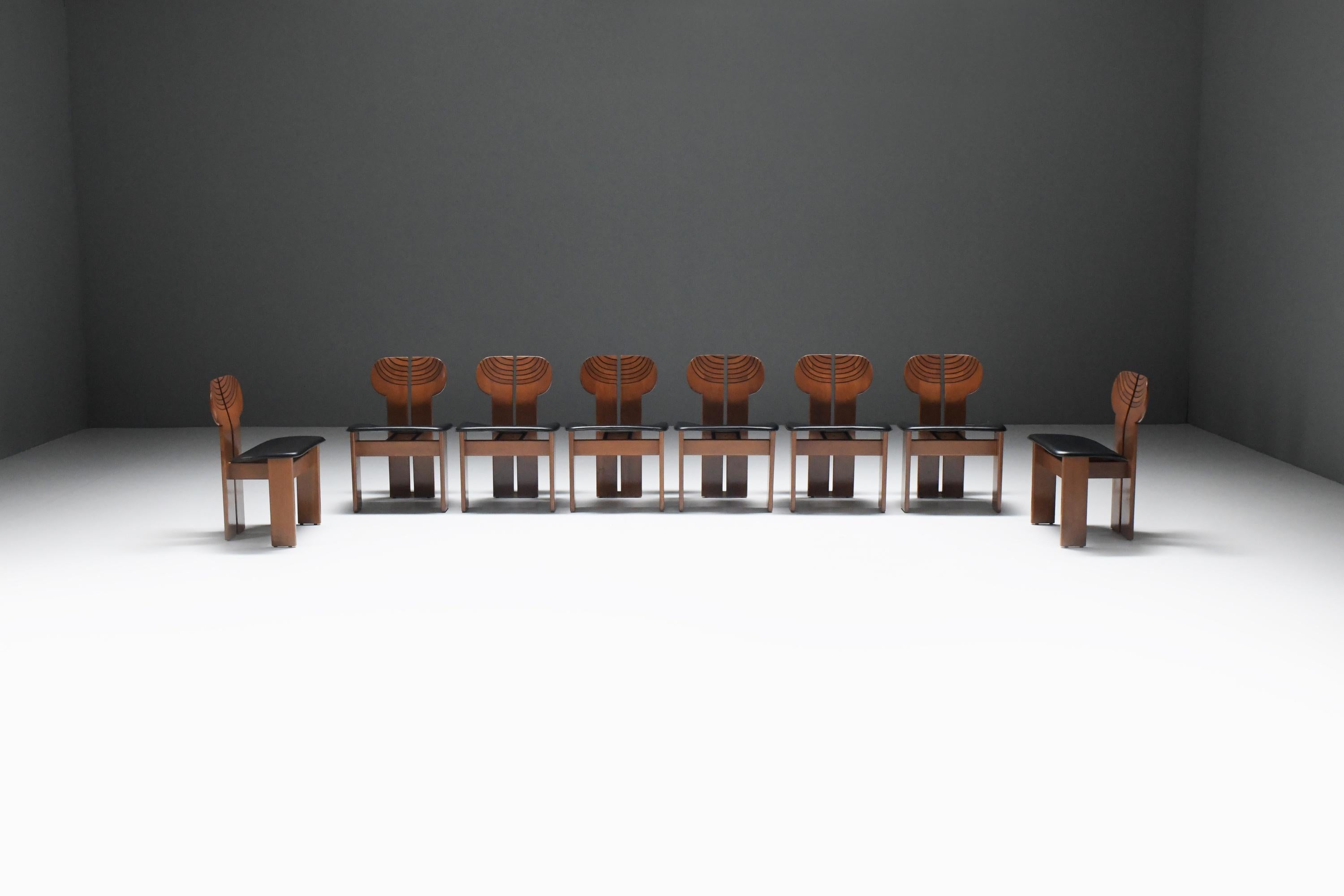 Italian Stunning set (8) of Africa chairs by Afra and Tobia Scarpa for MAXALTO Italy For Sale