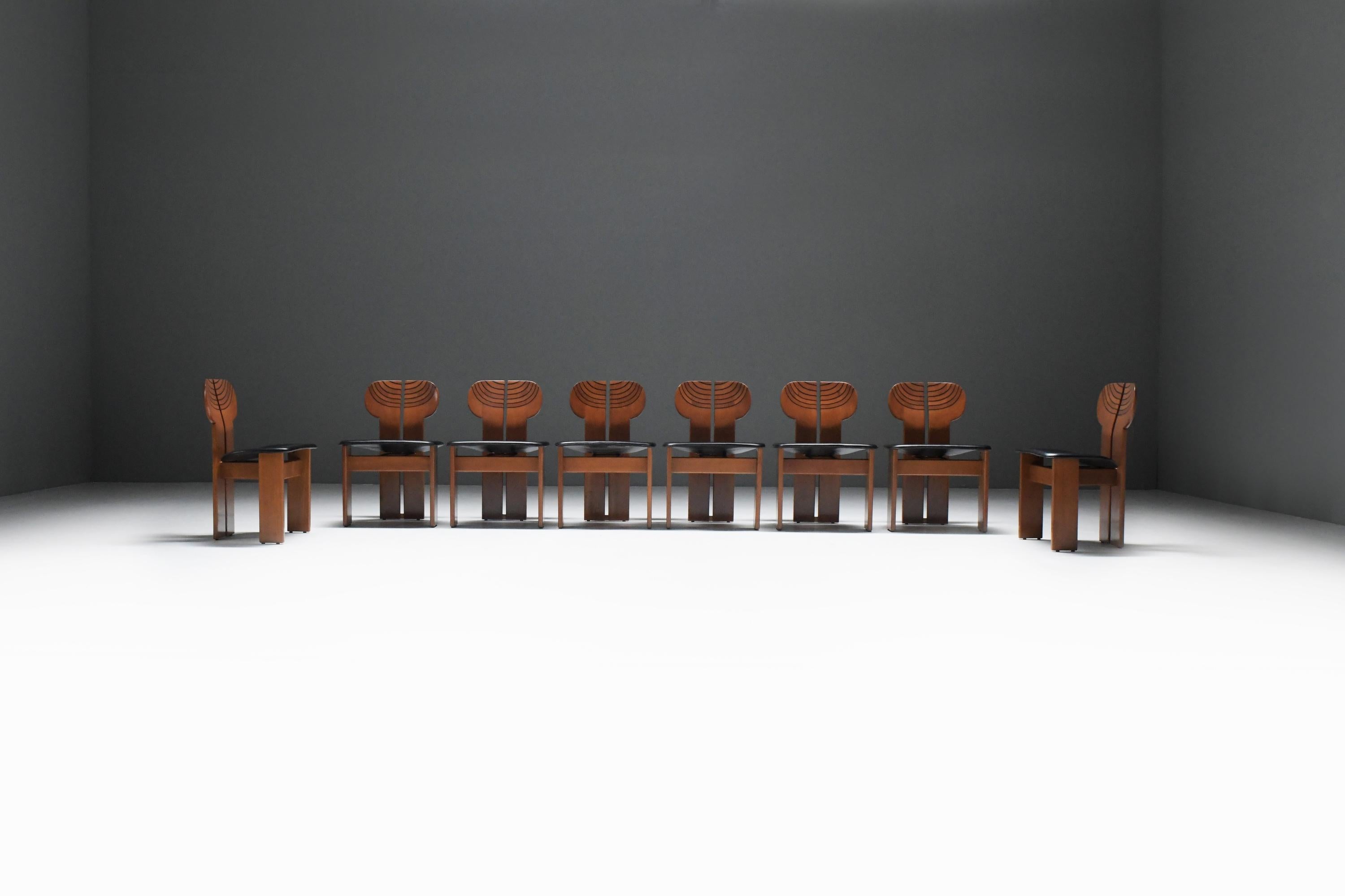 Wood Stunning set (8) of Africa chairs by Afra and Tobia Scarpa for MAXALTO Italy For Sale
