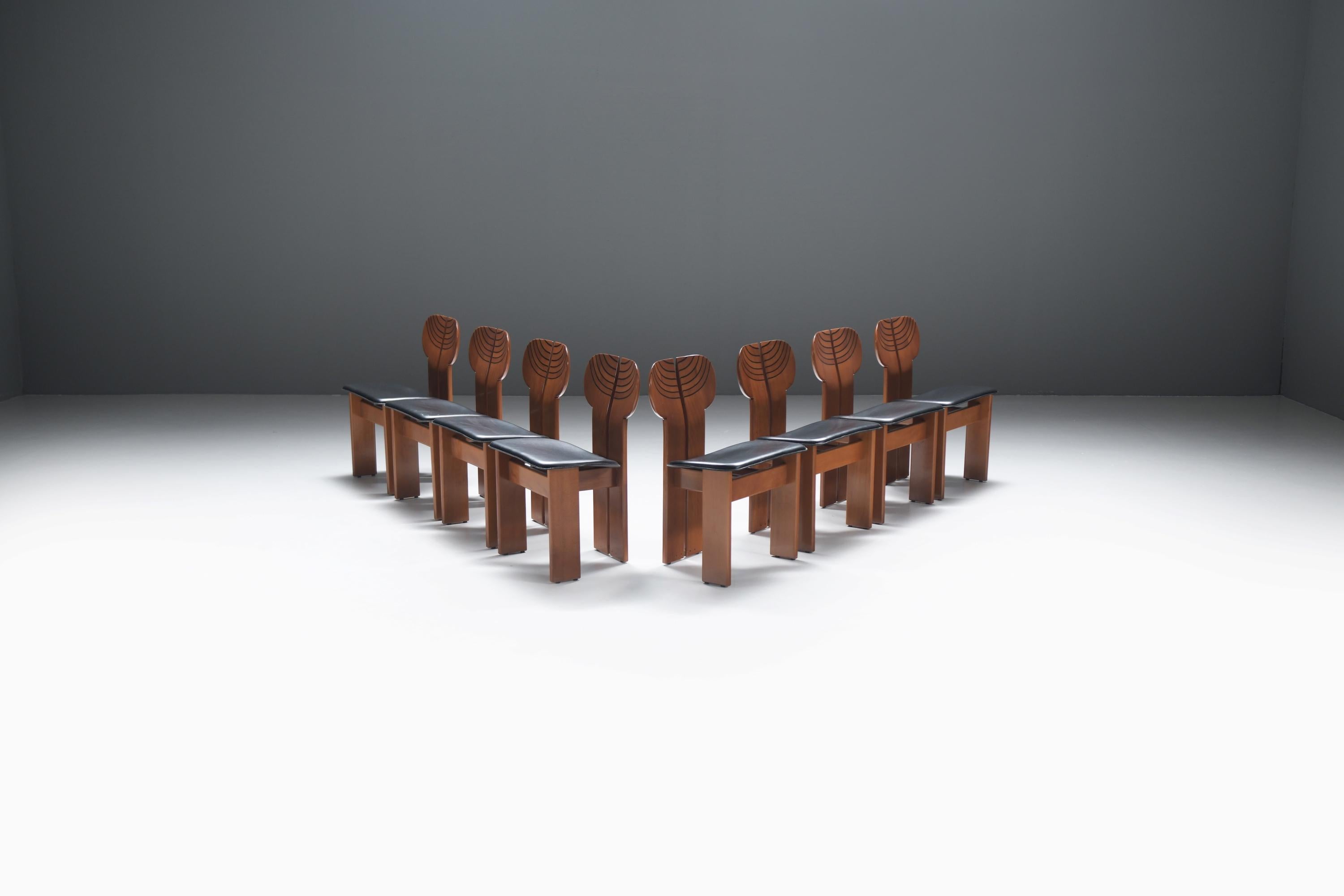 Stunning set (8) of Africa chairs by Afra and Tobia Scarpa for MAXALTO Italy For Sale 2