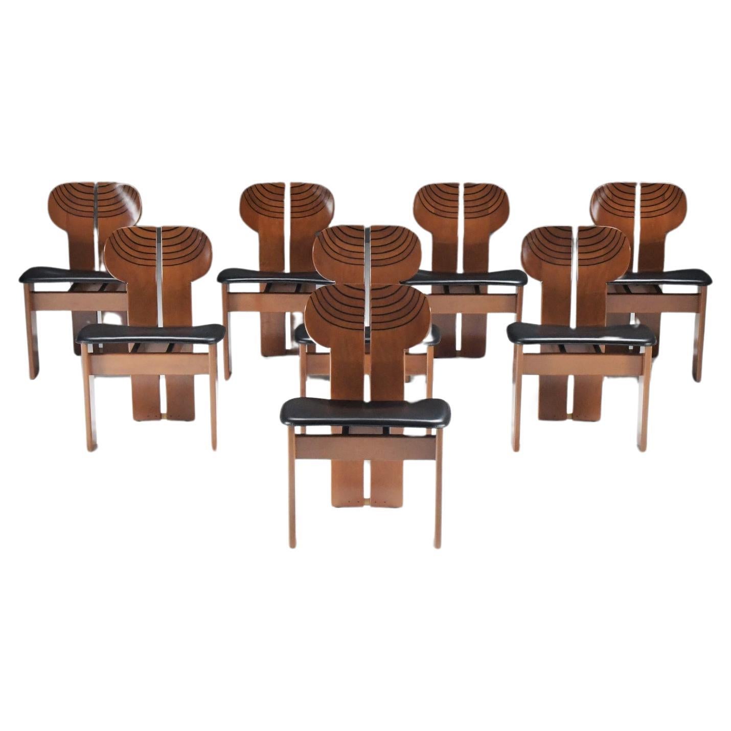 Stunning set (8) of Africa chairs by Afra and Tobia Scarpa for MAXALTO Italy For Sale