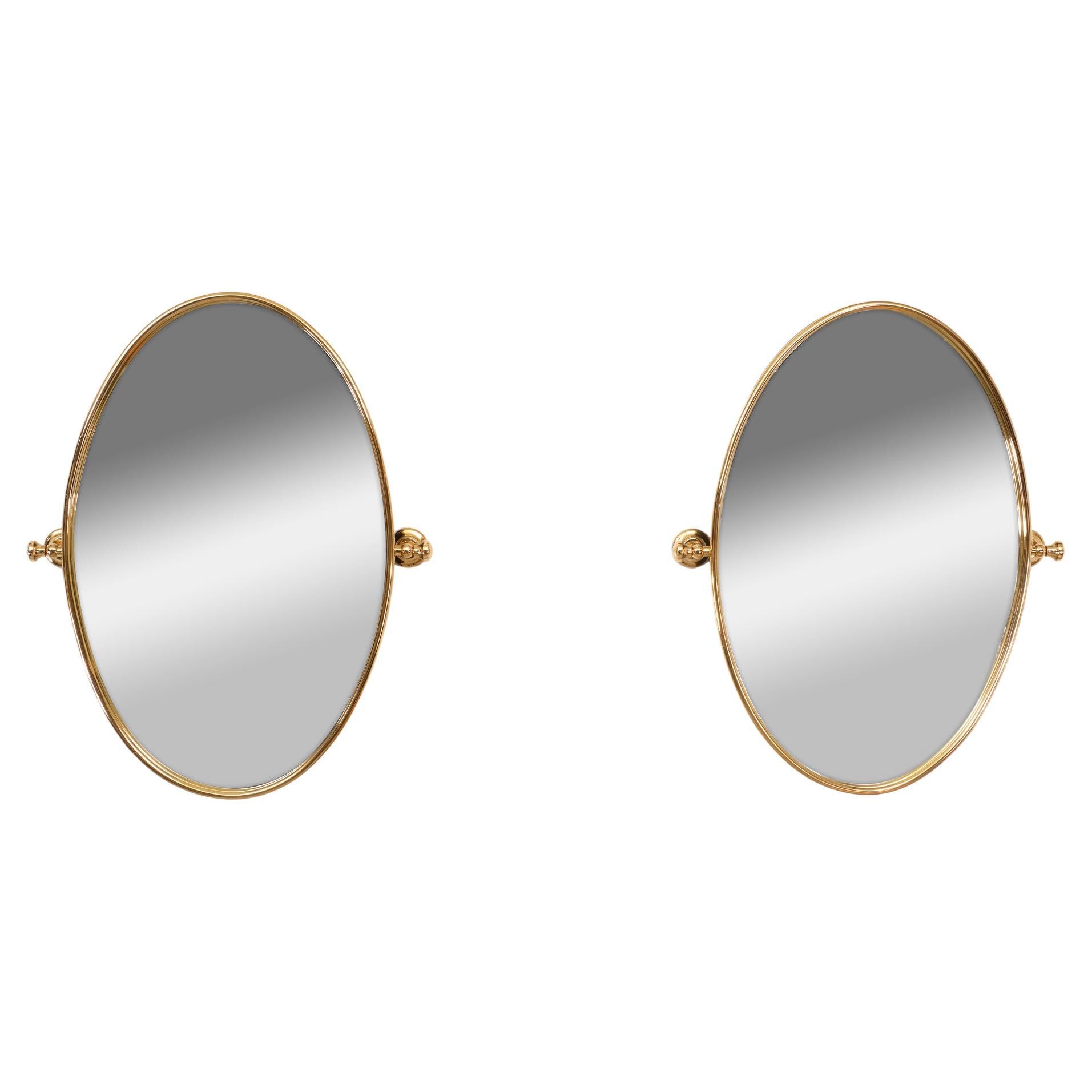 Exclusive Set tilting Brass bath room wall Mirrors. Top quality . Beautiful Gold color . 1970s 
no screws to see, solid Brass armature.  
 
Please don't hesitate to reach out for alternative shipping quote
