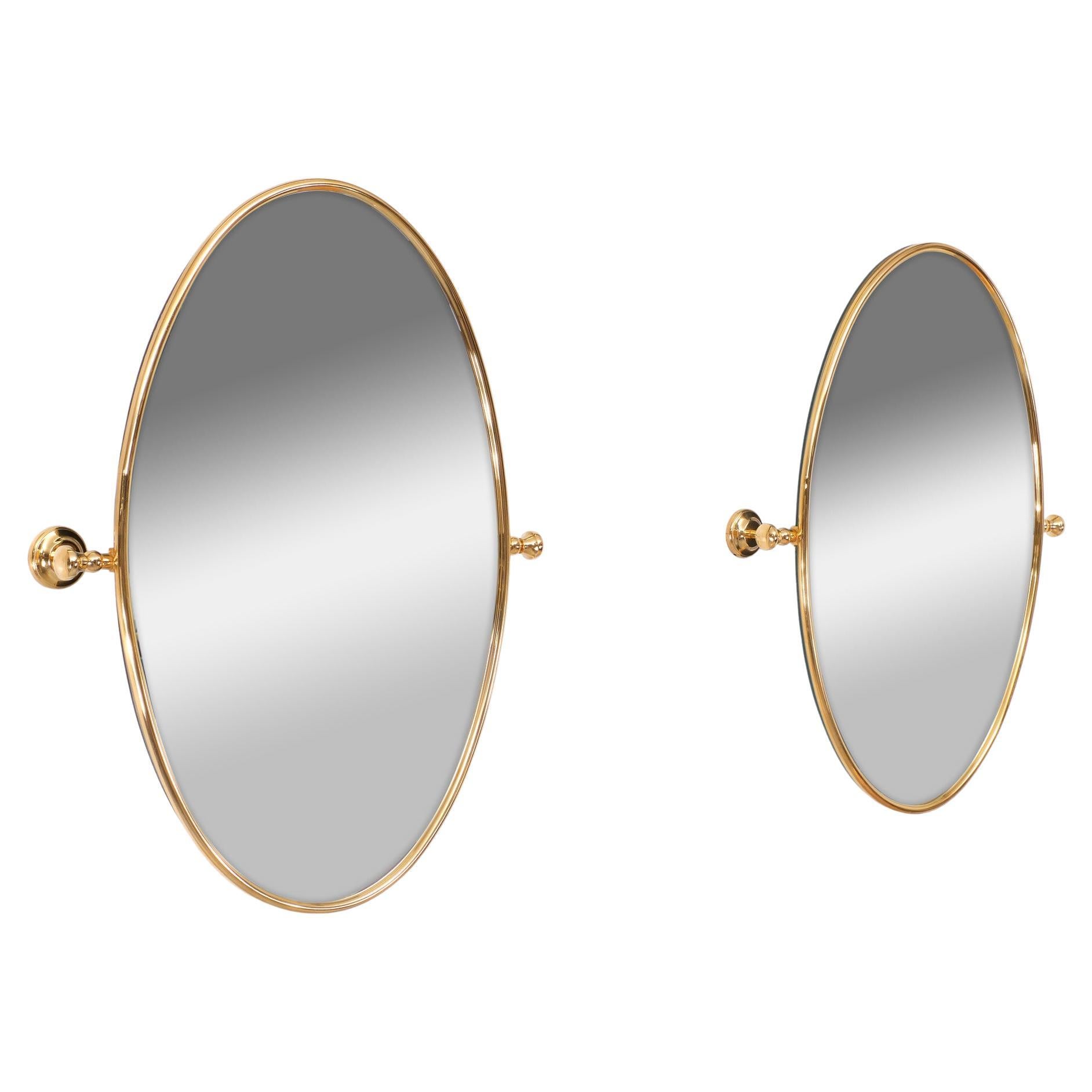 Stunning set Brass tilting Bath room mirrors 1970s France  For Sale