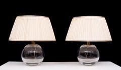 Wunderschönes Set Glasball-Tischlampen  1970er Jahre Frankreich