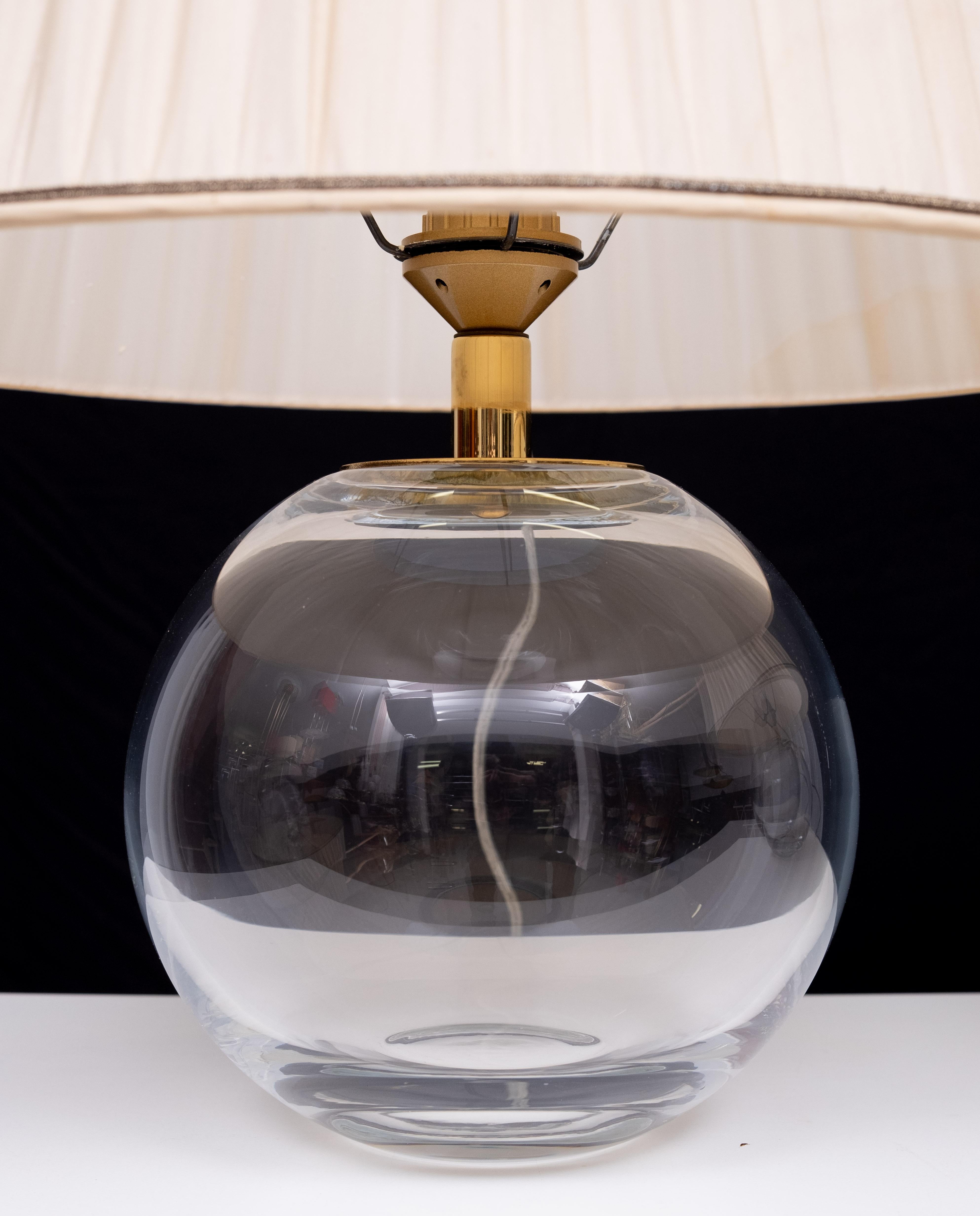 Hollywood Regency Superbe ensemble de lampes de table Ball and Ball en verre  1970 France en vente