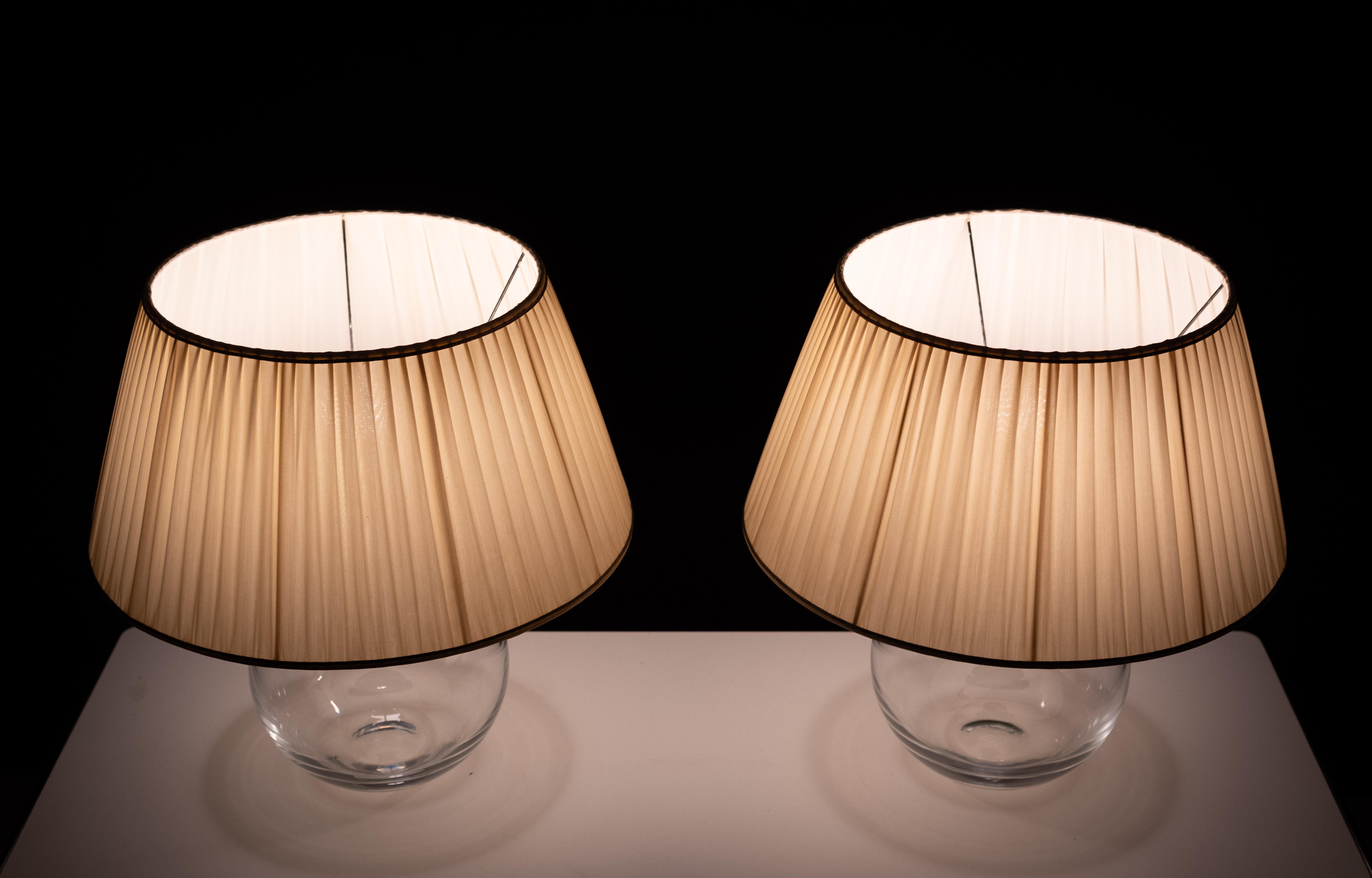 Fait main Superbe ensemble de lampes de table Ball and Ball en verre  1970 France en vente