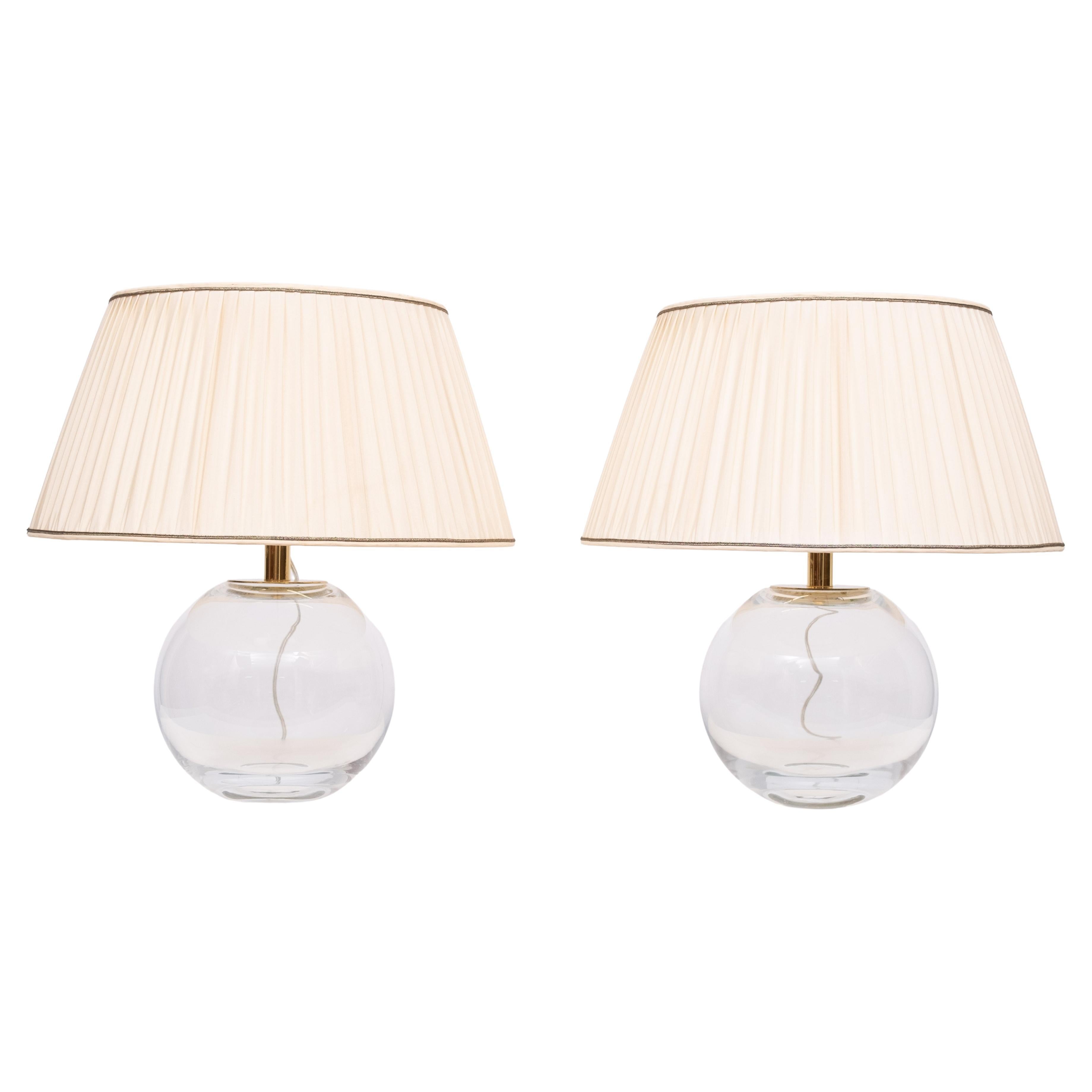 Superbe ensemble de lampes de table Ball and Ball en verre  1970 France en vente