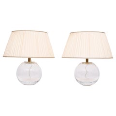 Stunning set Glass ball table lamps  1970s France