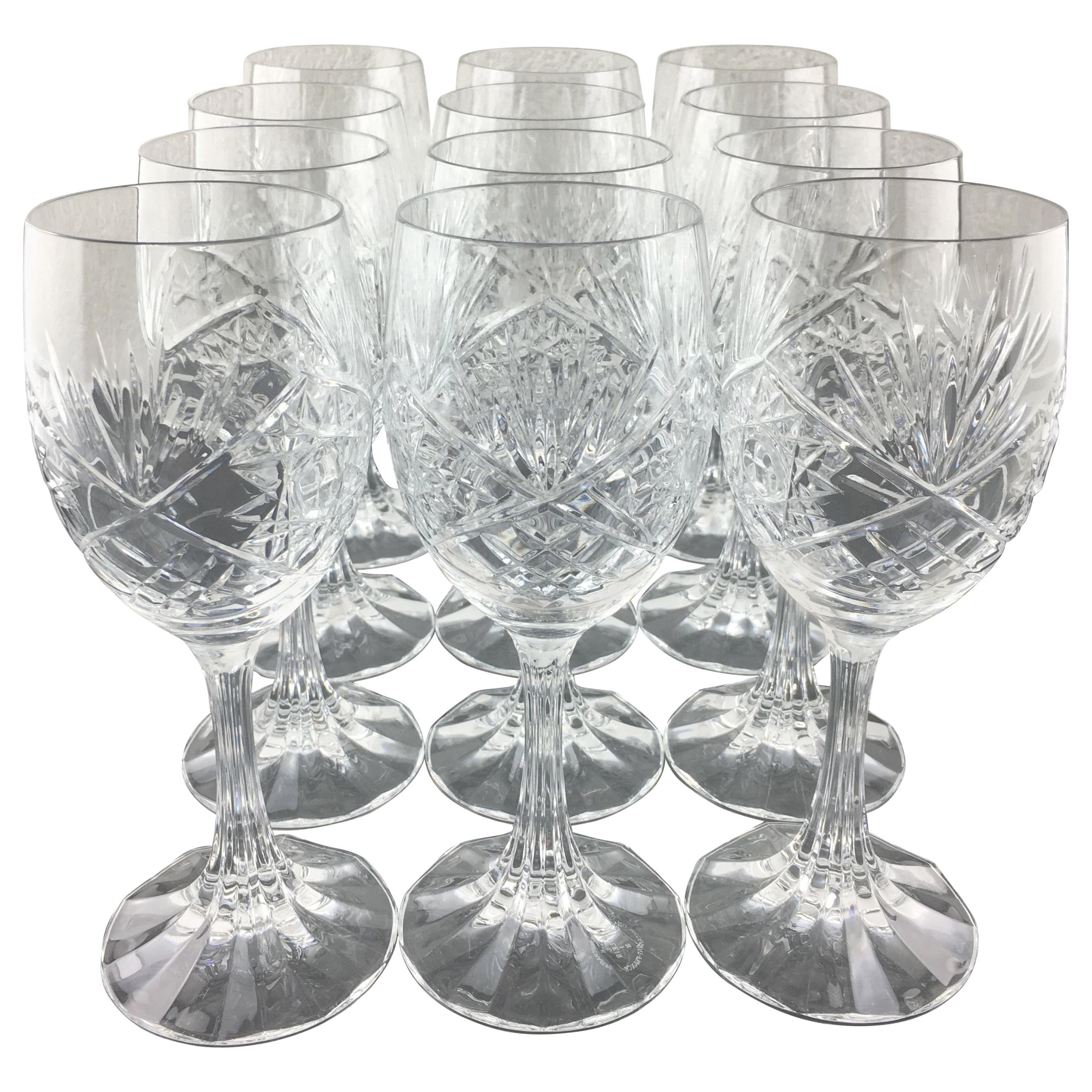 Stunning Set of 12 Baccarat Crystal Wine Glasses