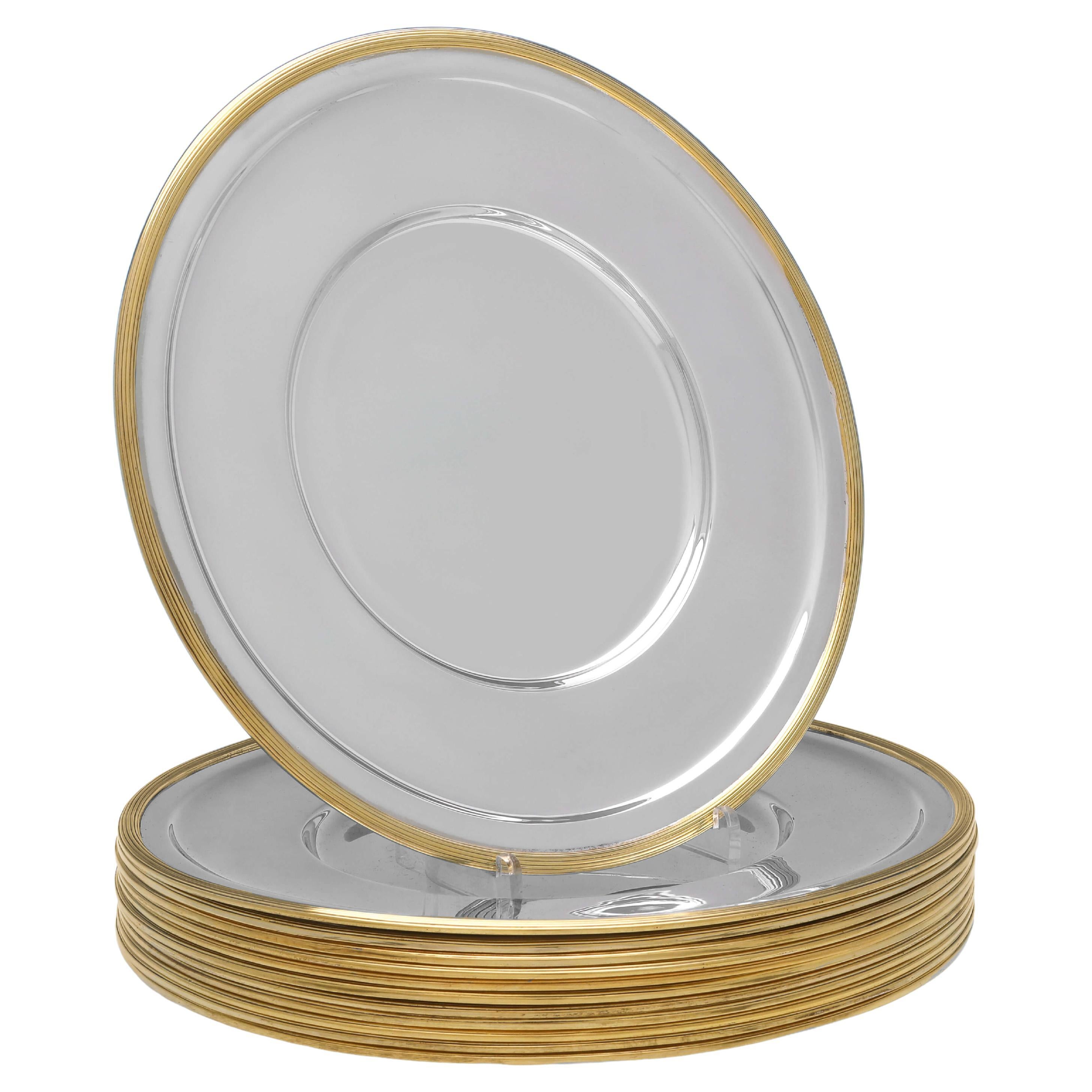 Set of 12 English Silver Dinner Plates by Archambo and Meure