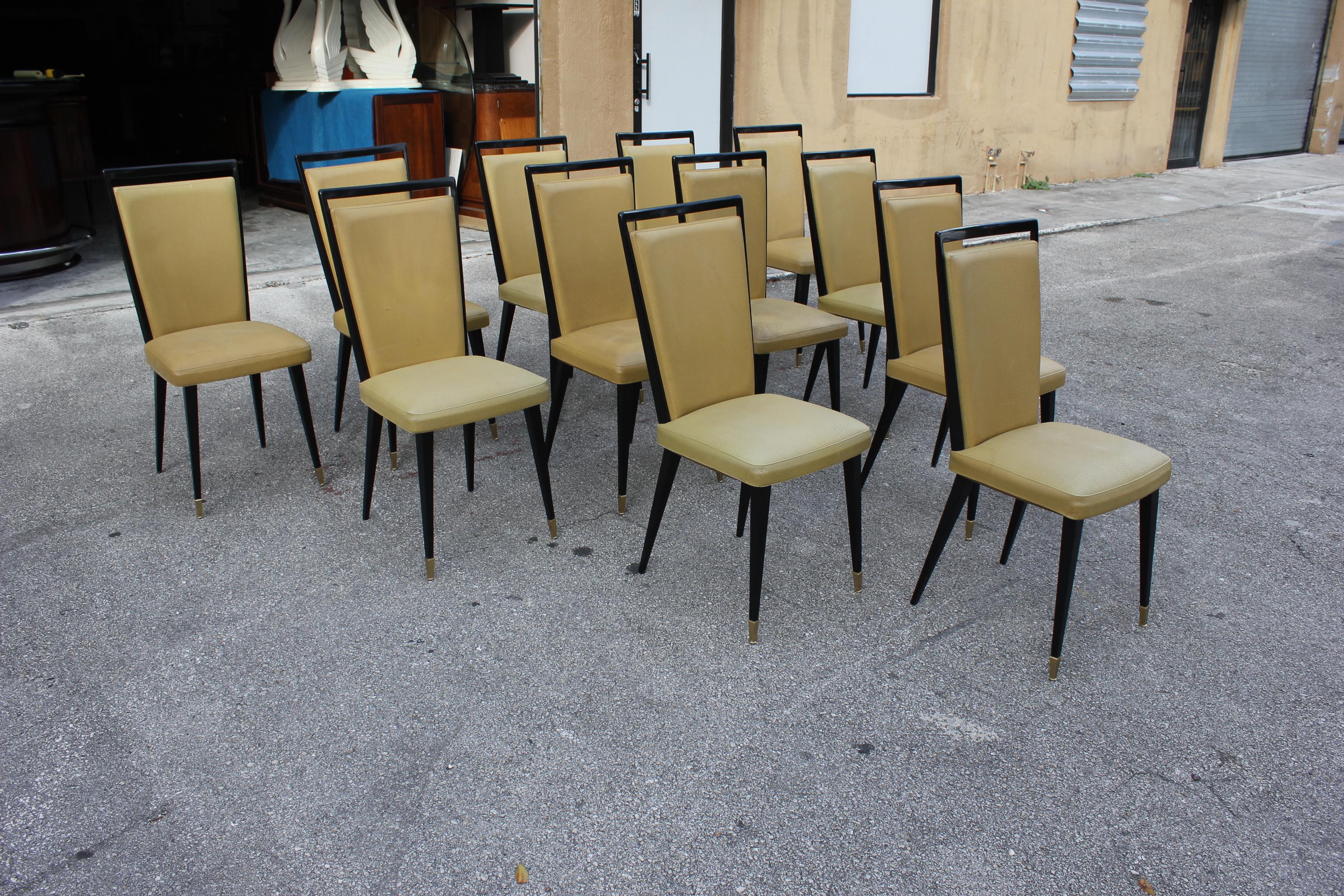Art Deco Stunning Set of 12 French Dining Chairs, circa 1940s