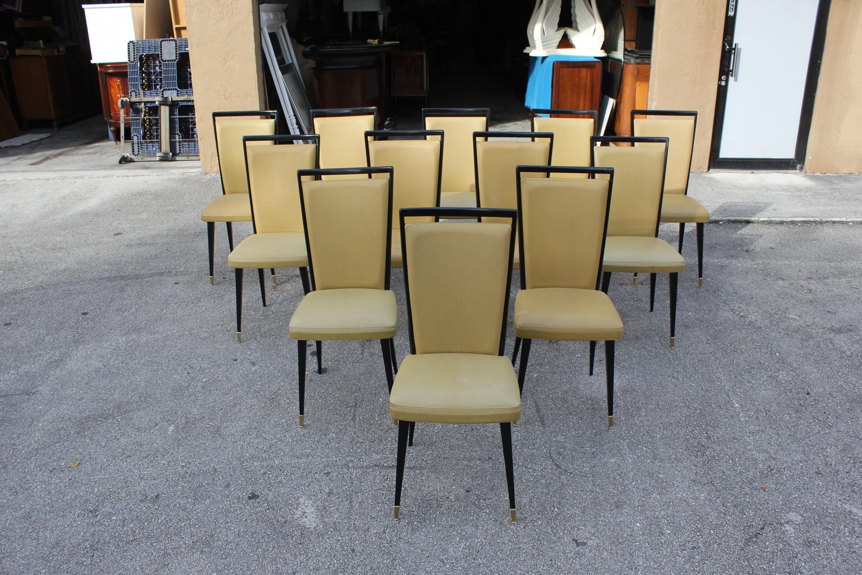 Stunning Set of 12 French Dining Chairs, circa 1940s In Excellent Condition In Hialeah, FL