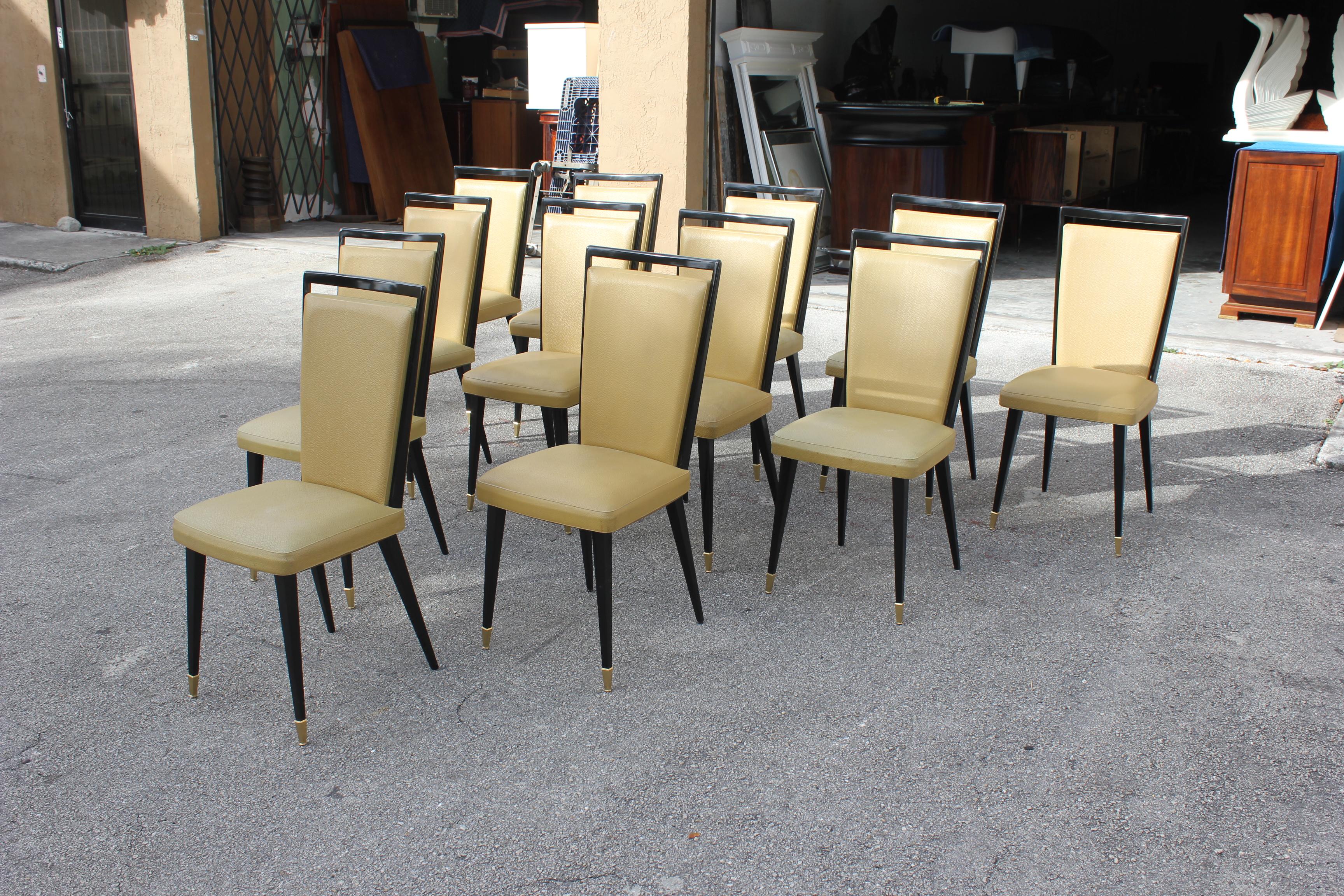 Brass Stunning Set of 12 French Dining Chairs, circa 1940s