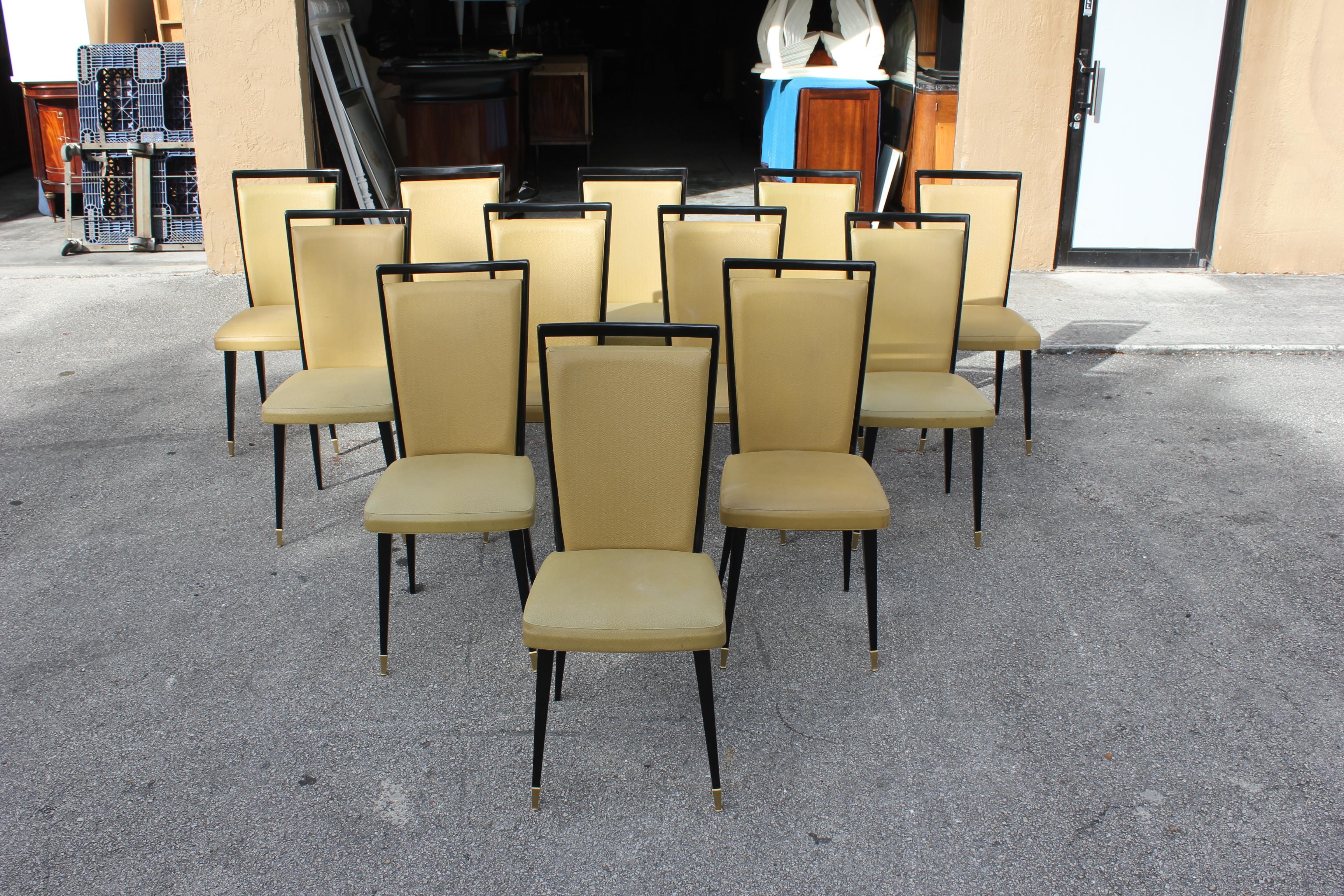 Stunning Set of 12 French Dining Chairs, circa 1940s 1