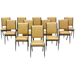 Stunning Set of 12 French Art Deco Dining Chairs, circa 1940s