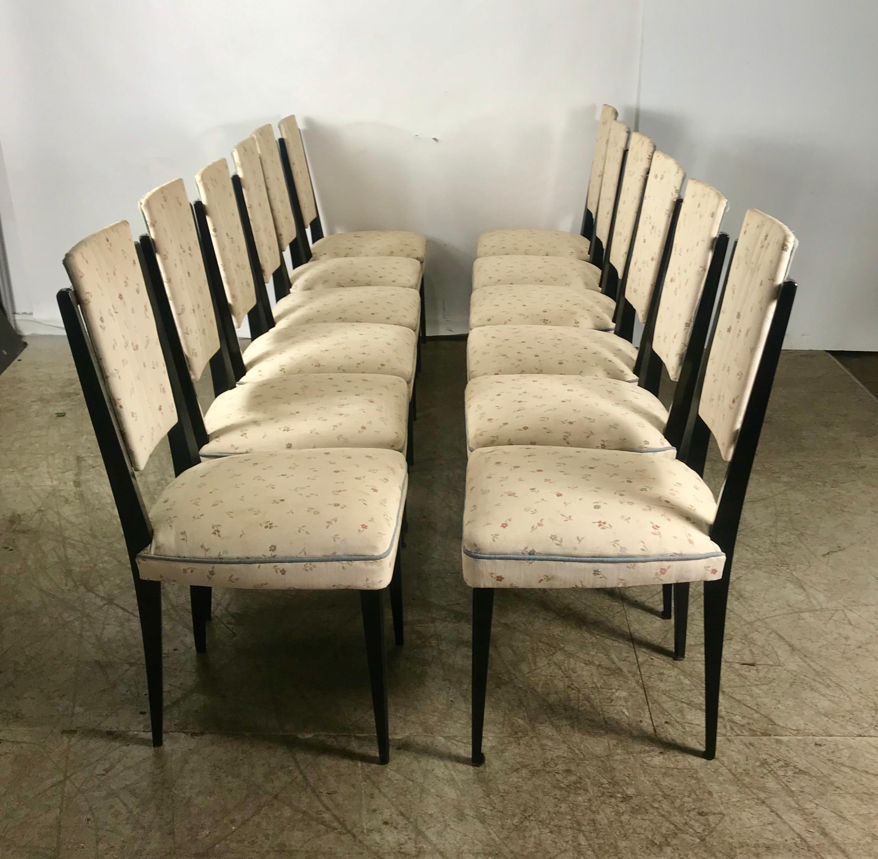 Lacquered Stunning Set of 12 Italian Modernist Dining Chairs Attributed to Osvaldo Borsani