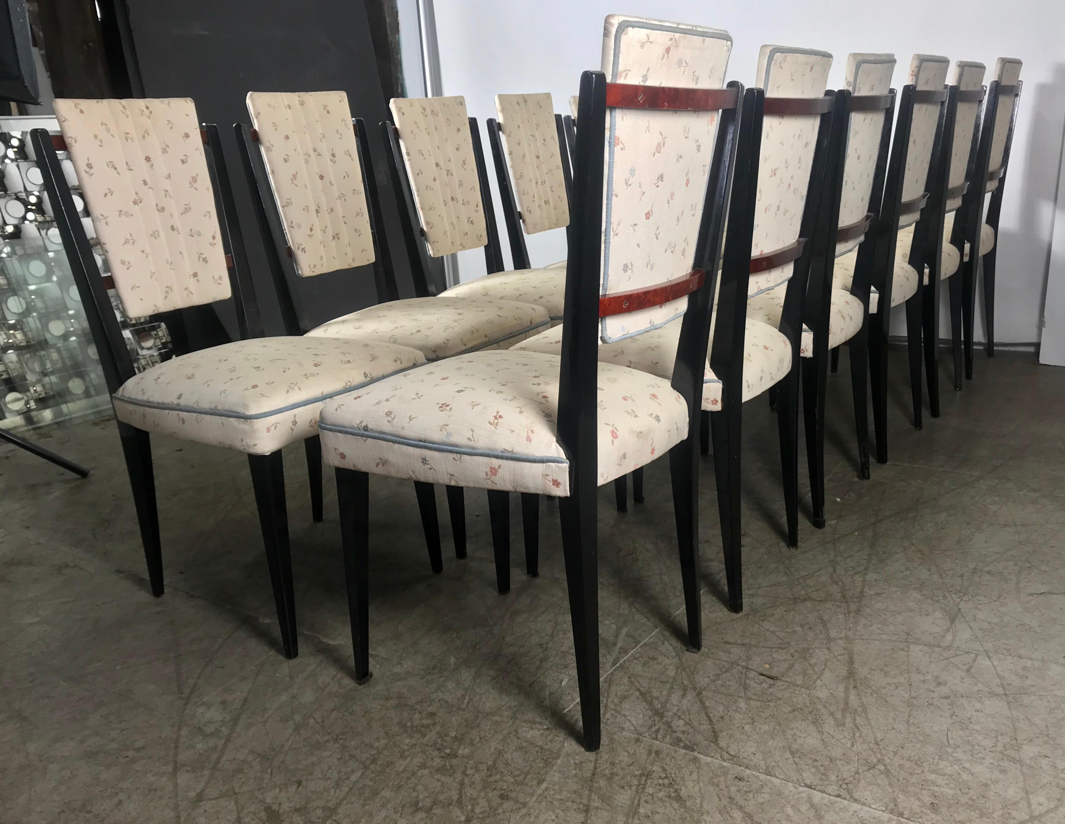 Fabric Stunning Set of 12 Italian Modernist Dining Chairs Attributed to Osvaldo Borsani
