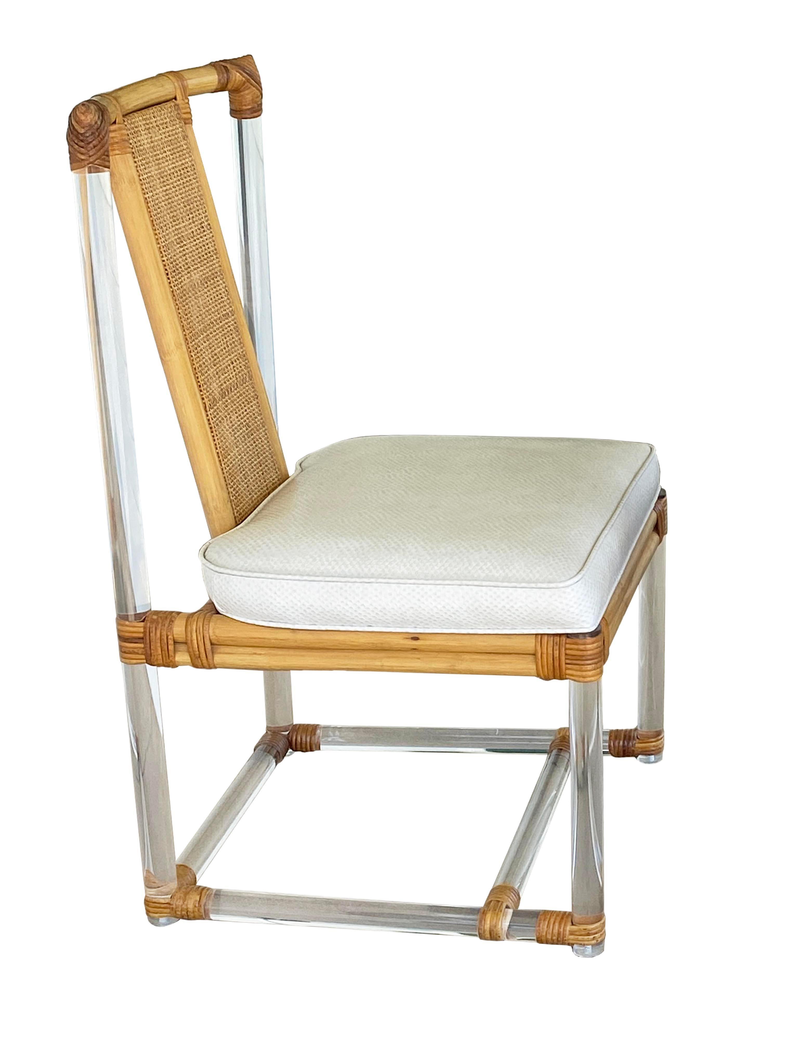 American Stunning Set of 3 Bamboo and Lucite Chairs For Sale