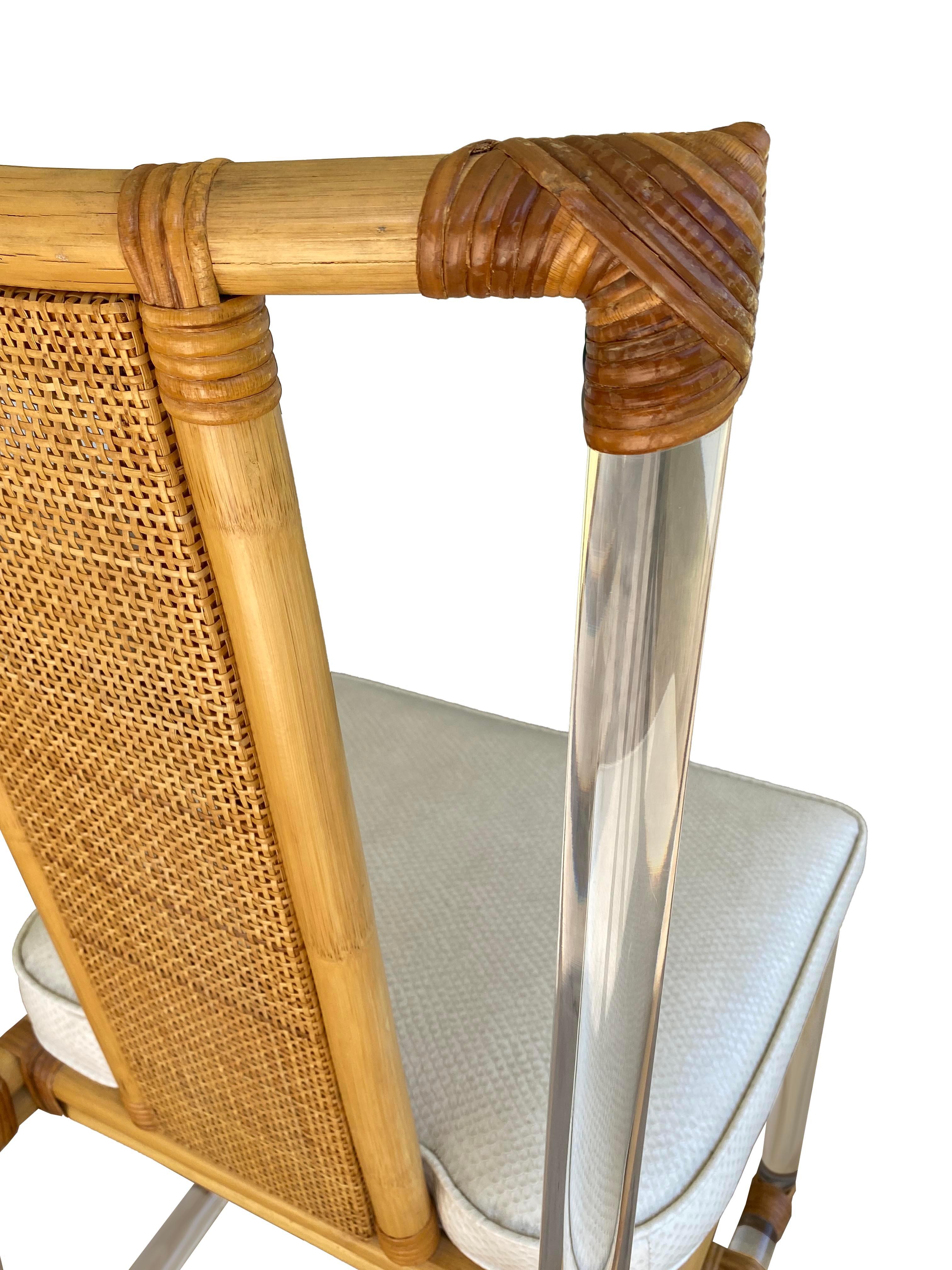 20th Century Stunning Set of 3 Bamboo and Lucite Chairs For Sale