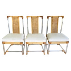 Stunning Set of 3 Bamboo and Lucite Chairs