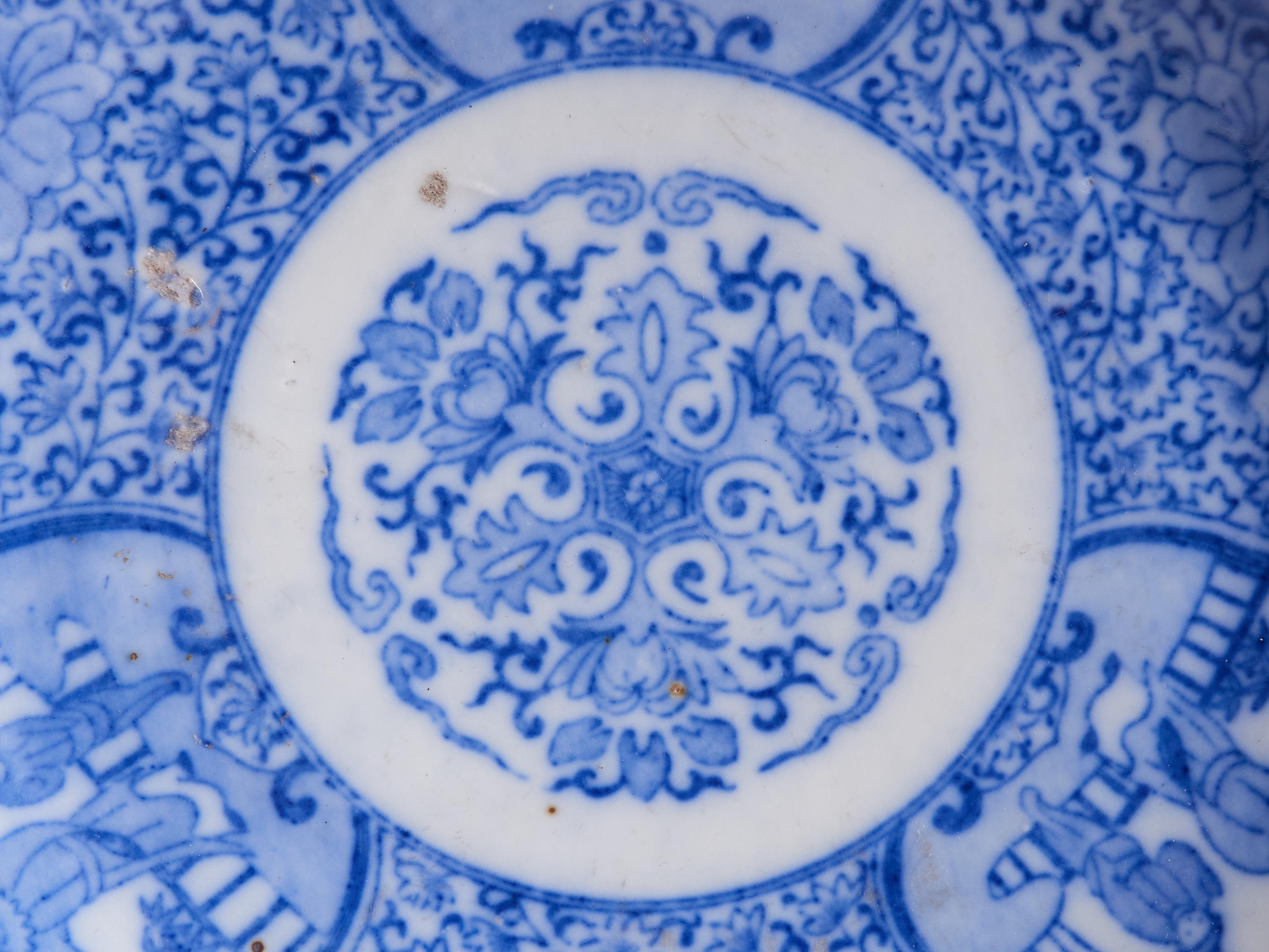 Stunning Set of 3 White Ceramic Plates with Ornate Indigo Blue Designs 4