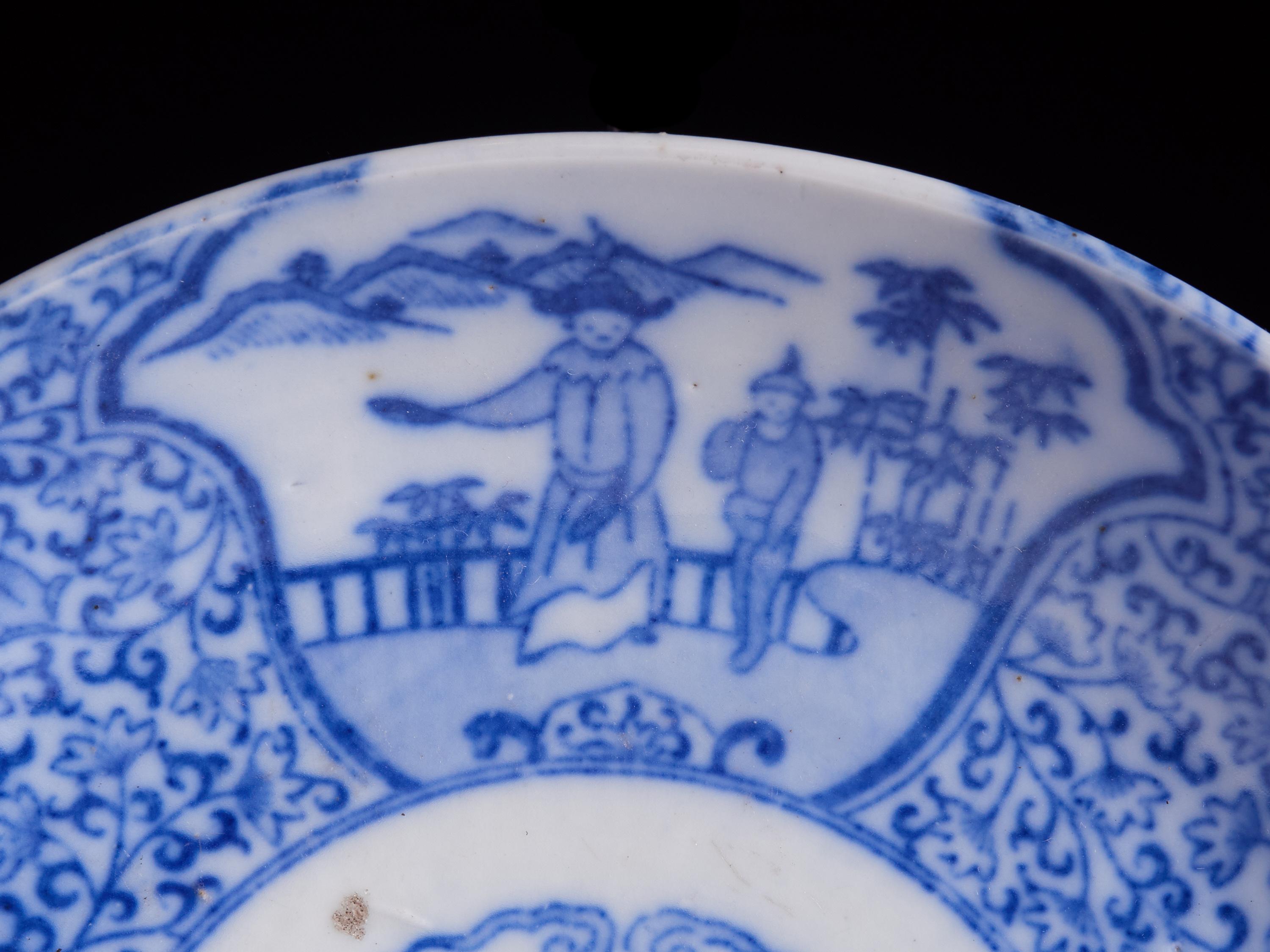 Stunning Set of 3 White Ceramic Plates with Ornate Indigo Blue Designs 5