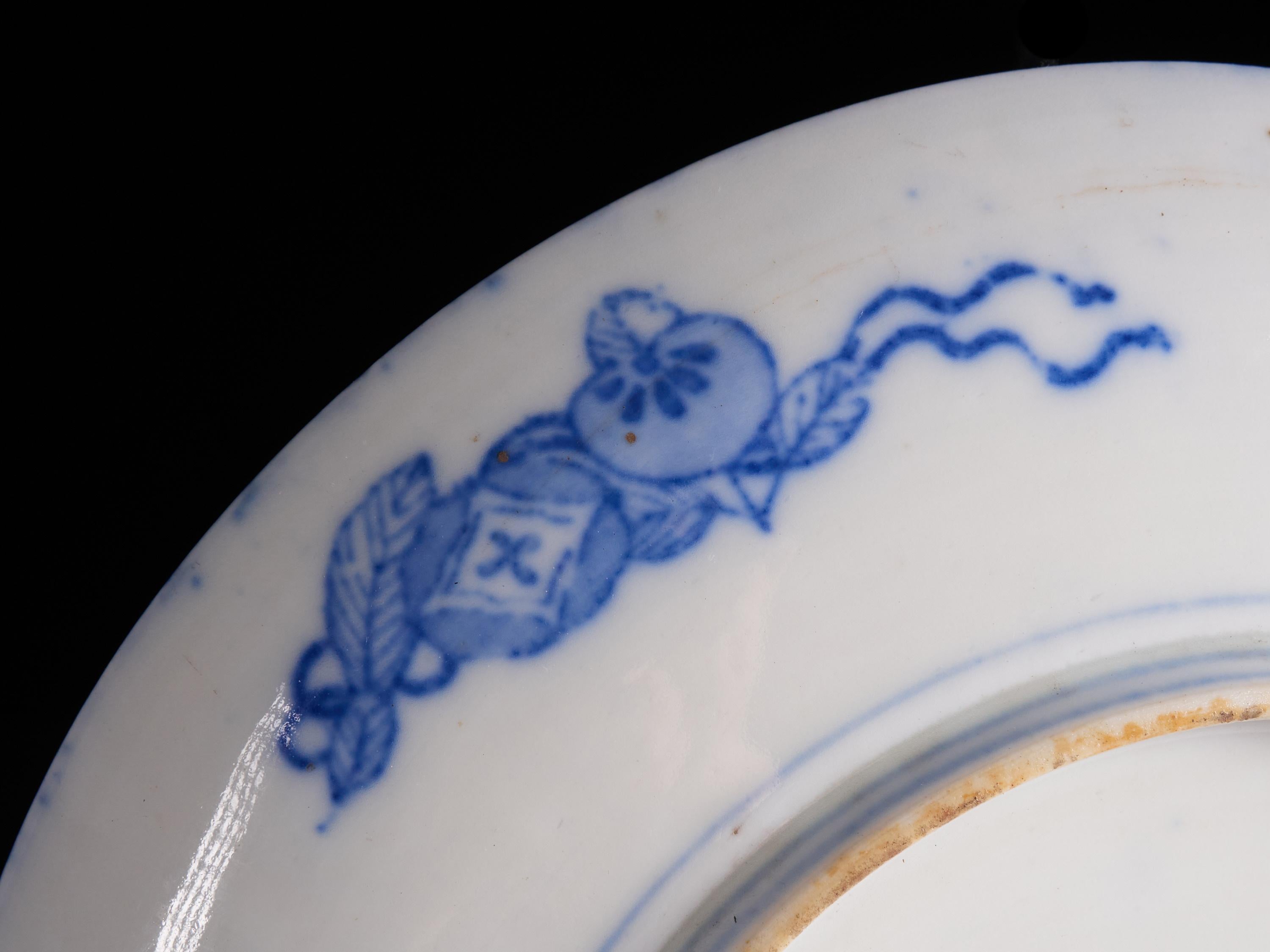 Stunning Set of 3 White Ceramic Plates with Ornate Indigo Blue Designs 9
