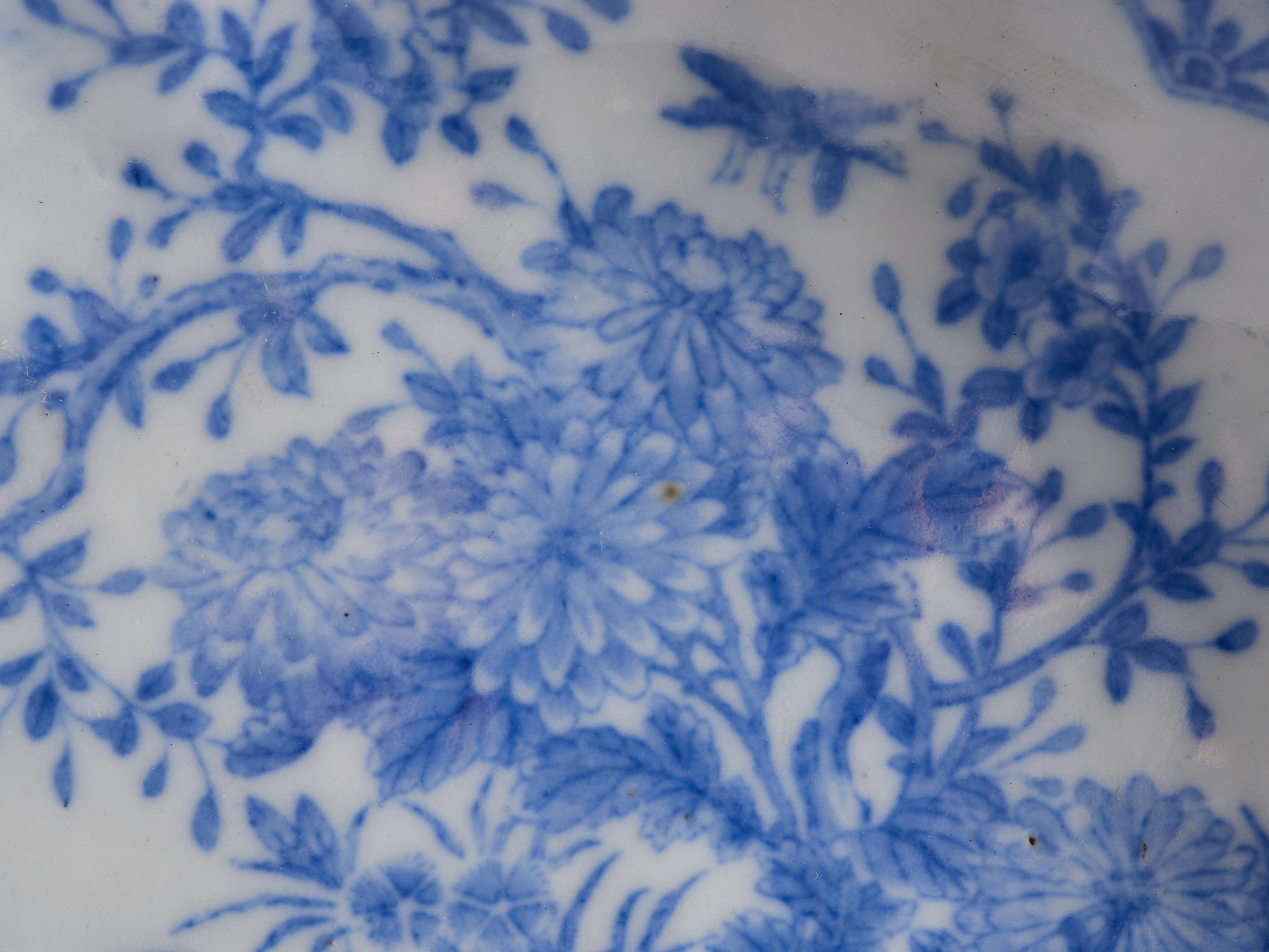 Chinese Stunning Set of 3 White Ceramic Plates with Ornate Indigo Blue Designs