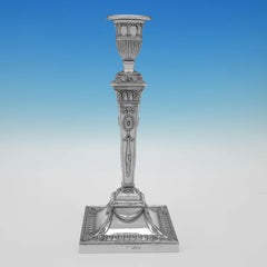 Stunning Set of 4 Victorian Antique Sterling Silver Candlesticks, London, 1896
