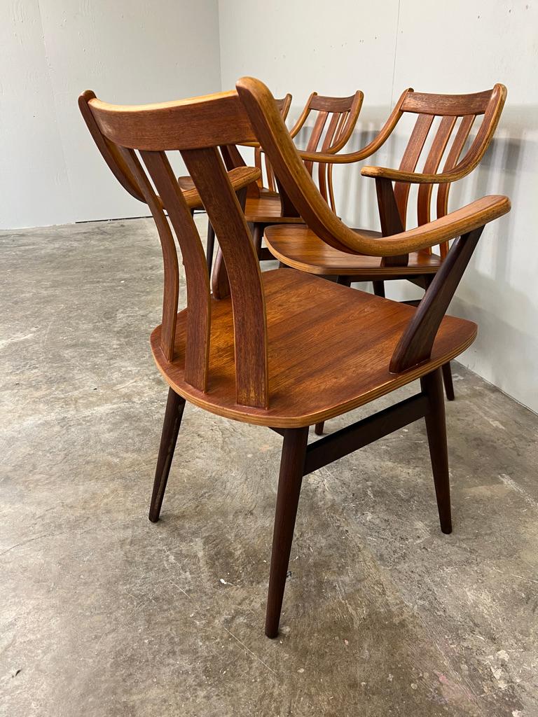 Atemberaubendes Set von 4 Vintage Retro-Esszimmerstühlen aus Teakholz, gebogenem Holz, 1960er Jahre, Bio im Angebot 5