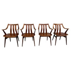 Stunning Set of 4 Vintage Retro 1960's Organic Teak bentwood Dining Chairs
