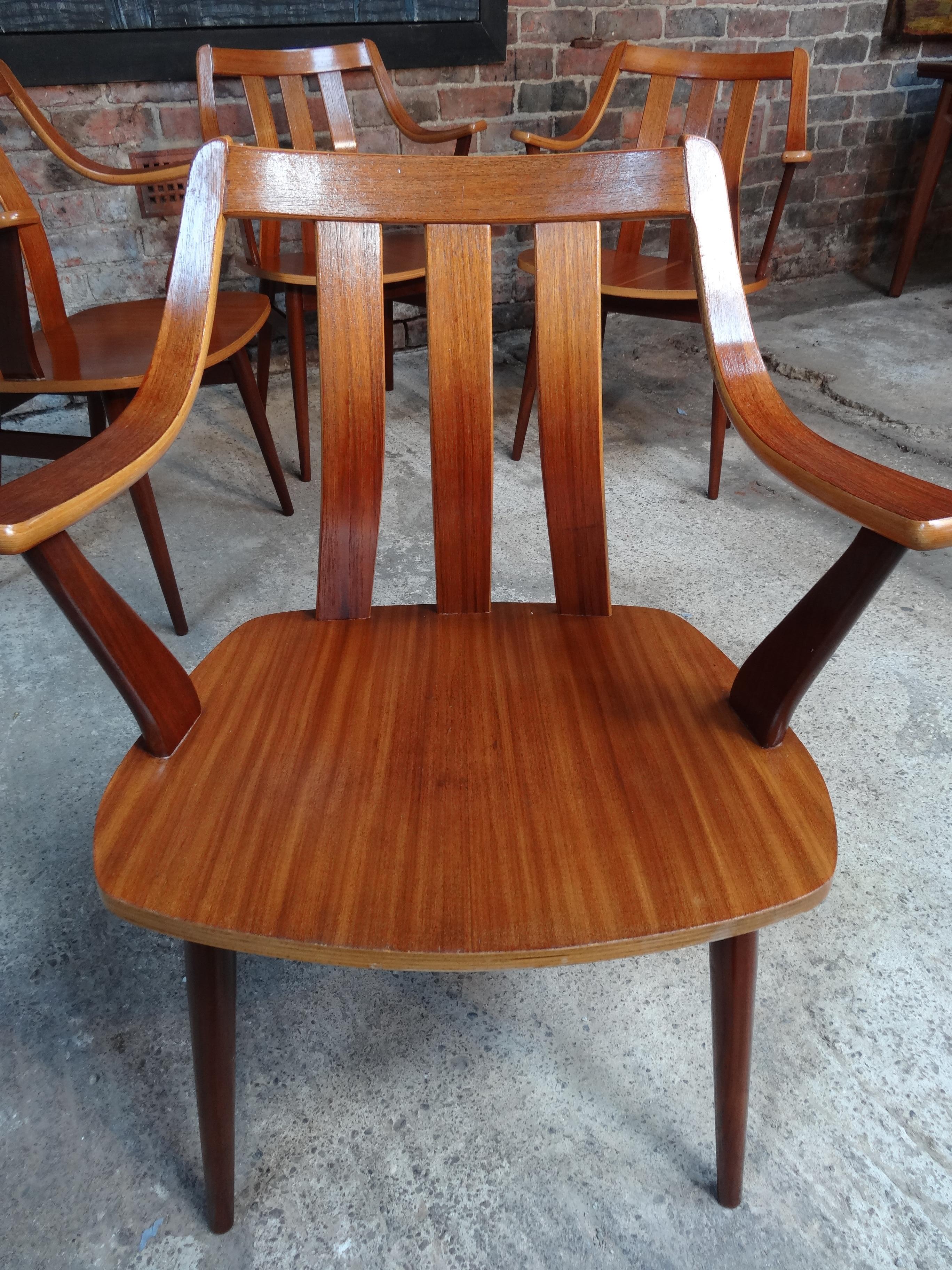 Stunning Set of 4 Vintage Retro 1960's Organic Teak Dining Chairs In Good Condition For Sale In Markington, GB