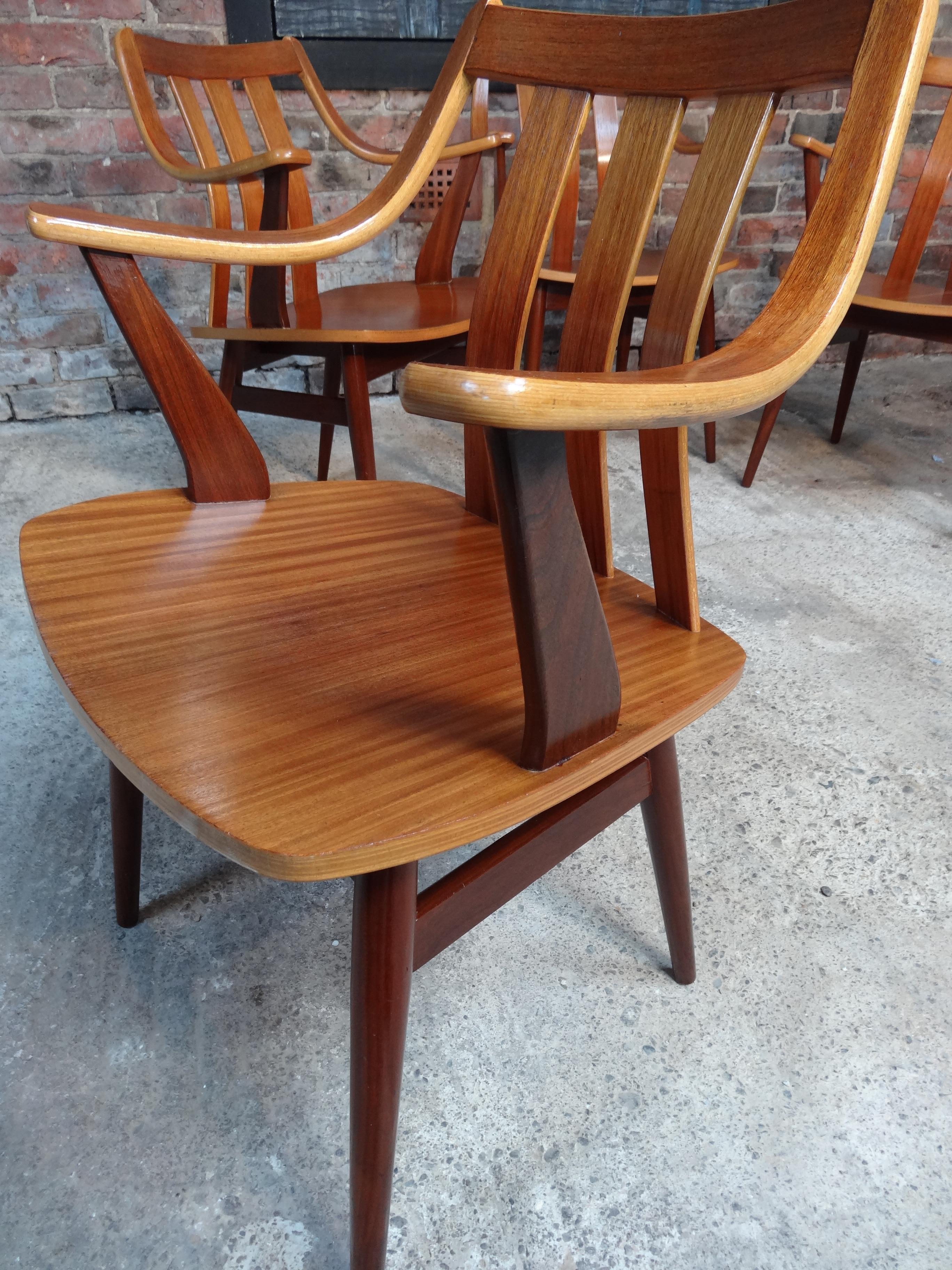 20th Century Stunning Set of 4 Vintage Retro 1960's Organic Teak Dining Chairs For Sale