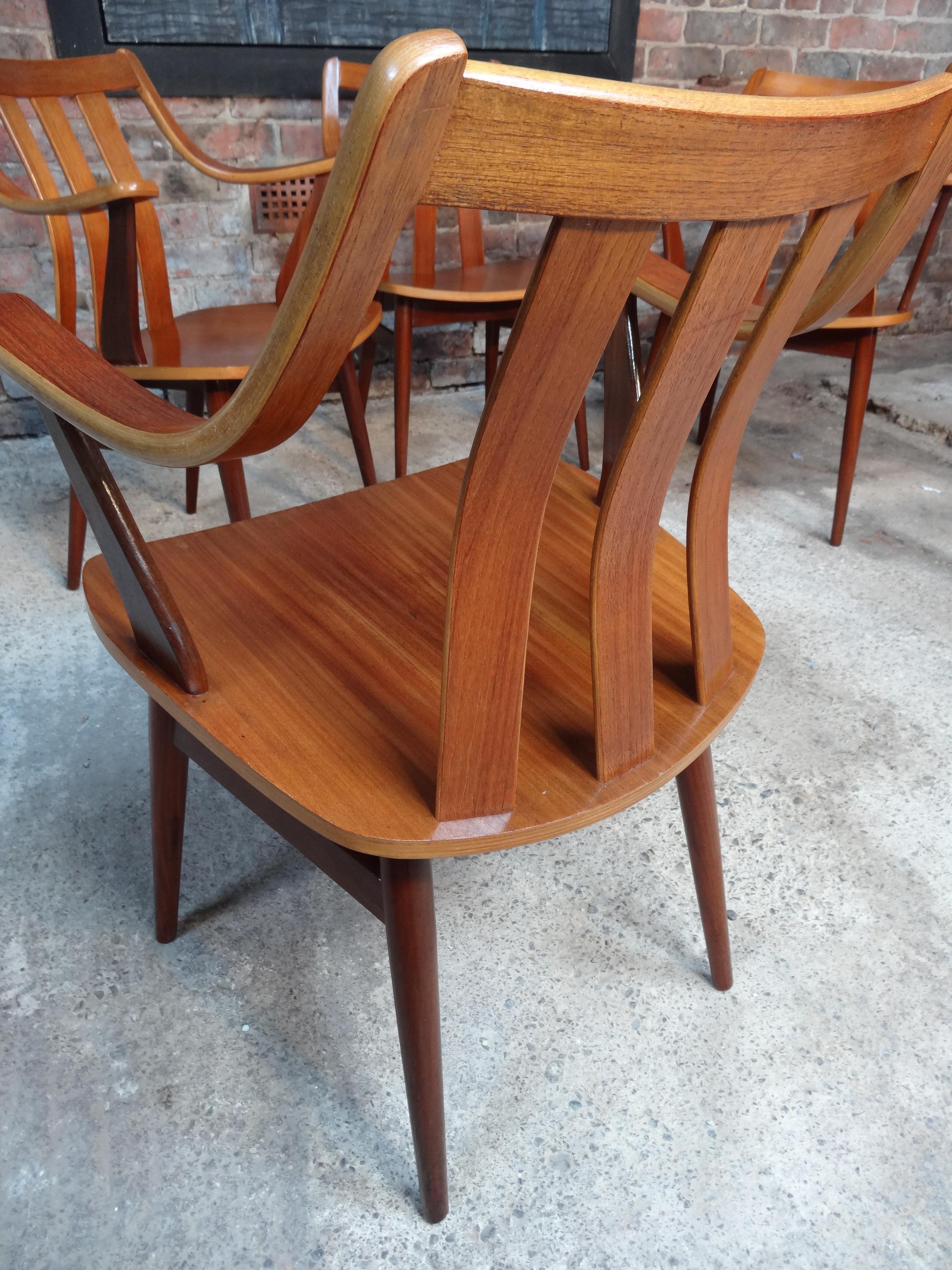 Stunning Set of 4 Vintage Retro 1960's Organic Teak Dining Chairs For Sale 1