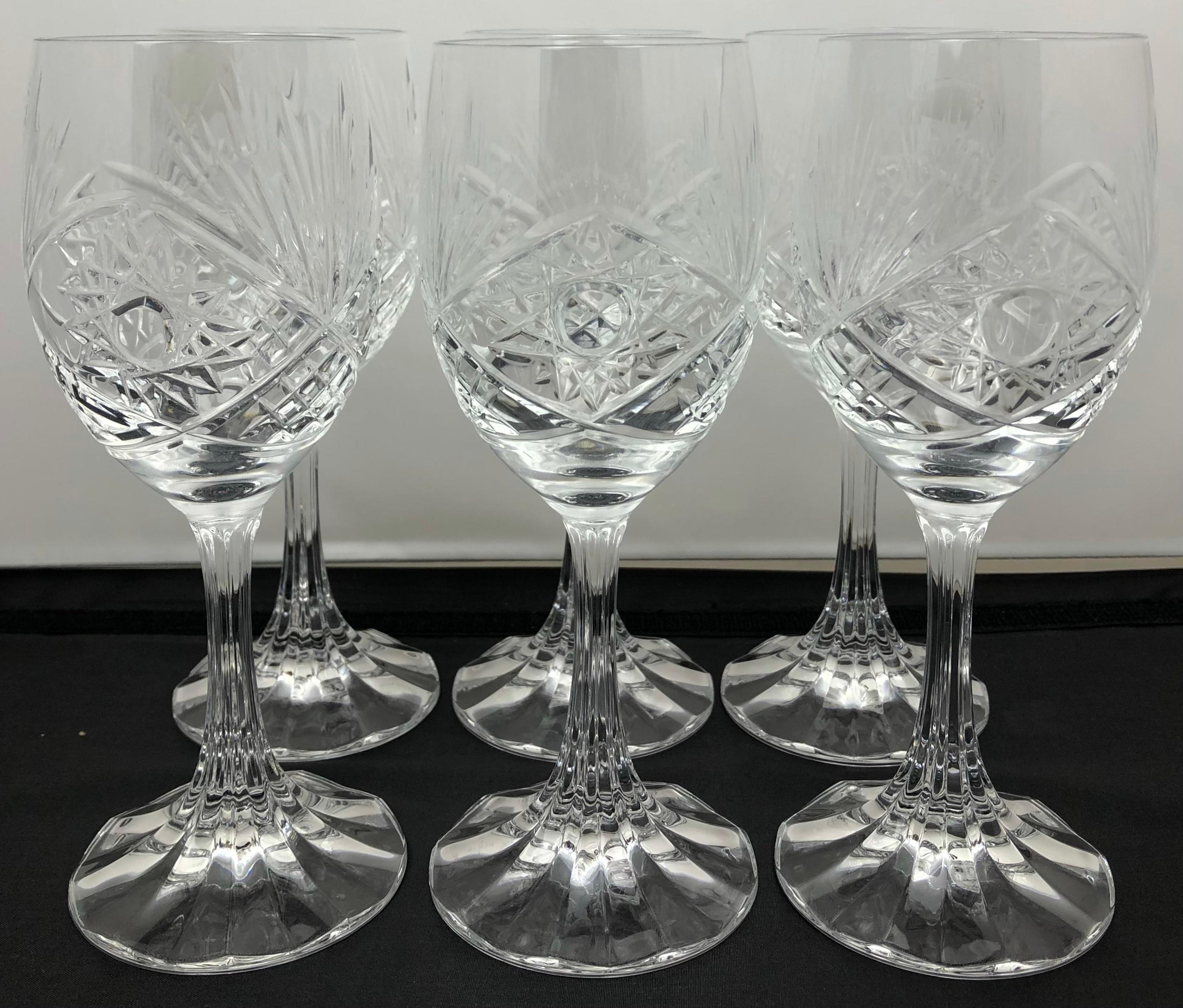 French Stunning Set of 6 Baccarat Crystal Red Wine Glasses