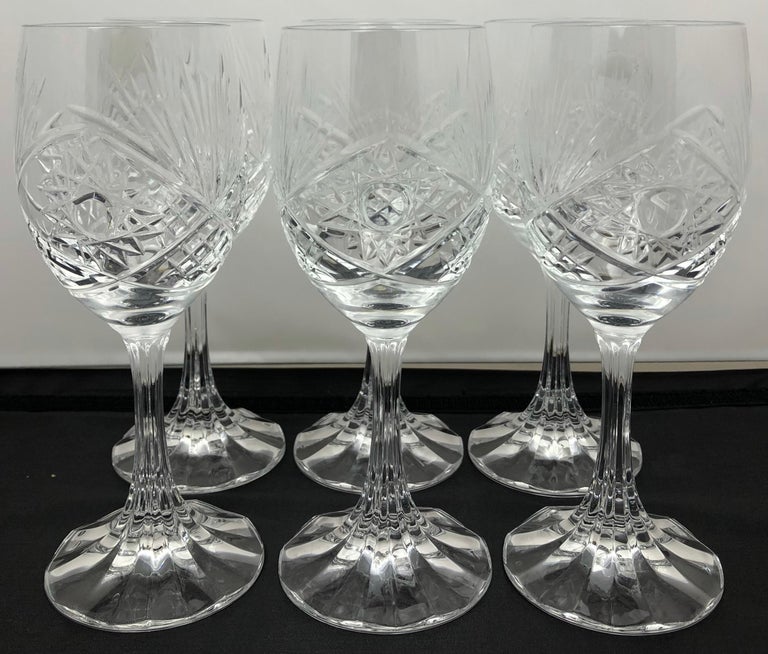 Hand-Crafted Stunning Set of 6 Baccarat Crystal Red Wine Glasses