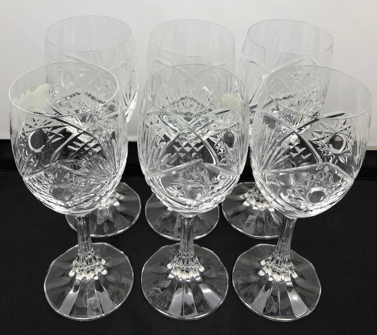 French Stunning Set of 6 Baccarat Crystal White Wine Glasses For Sale