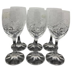 Set of 6 French Baccarat Crystal White Wine Glasses