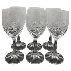 Retro Set of 6 French Baccarat Crystal White Wine Glasses