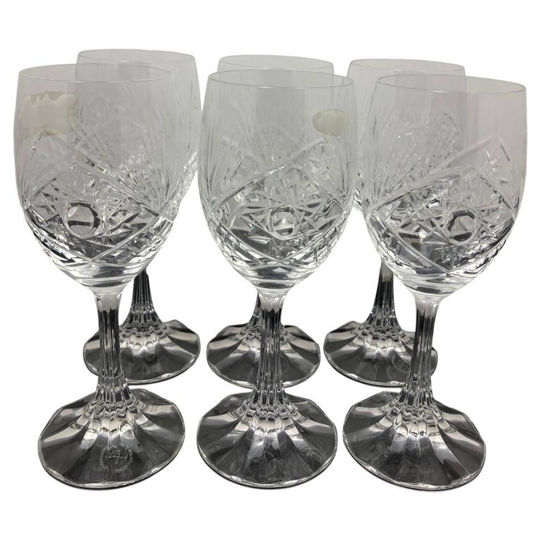 Stunning Set of 6 Baccarat Crystal White Wine Glasses For Sale