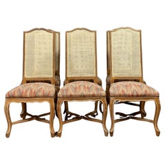 Superbe ensemble de 6 chaises Louis XV à haut dossier en bois cérusé vers 1900 -1X15