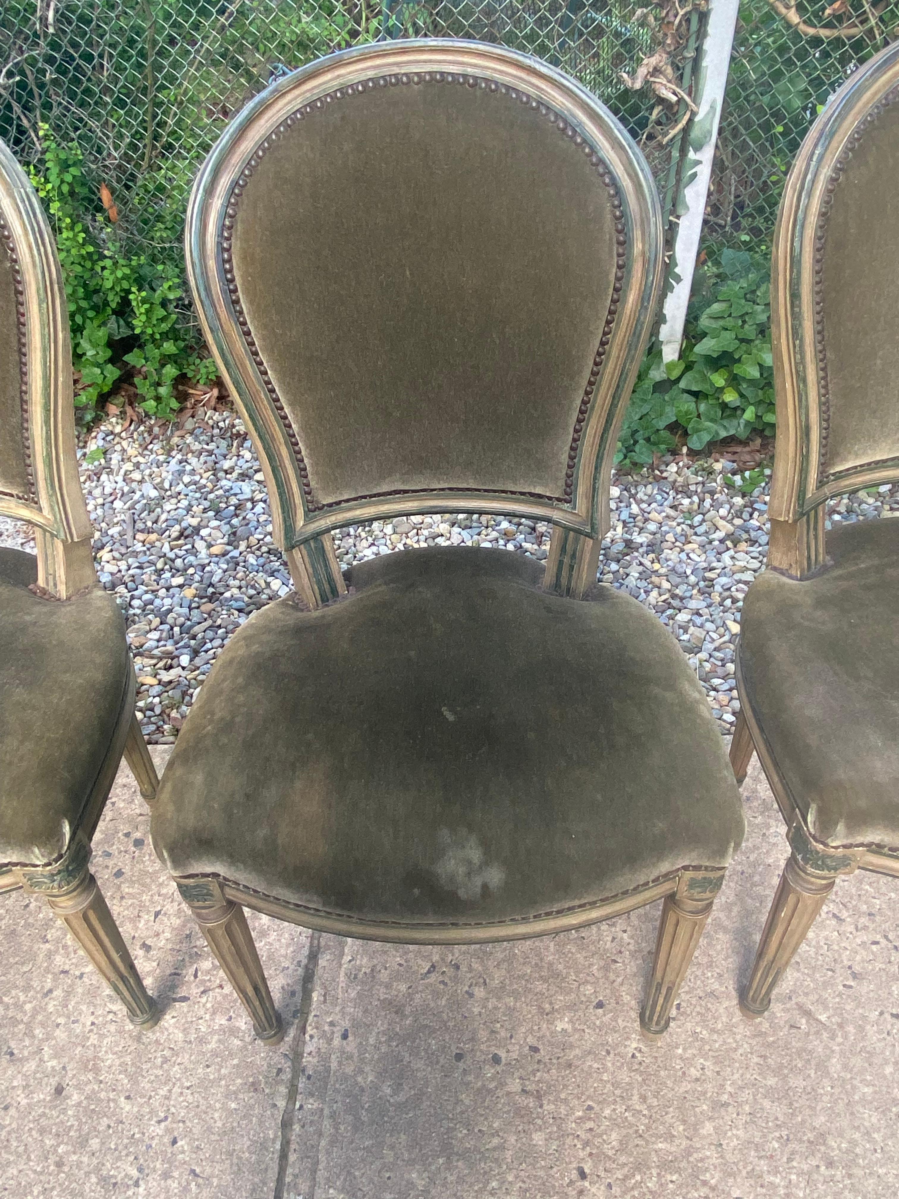Français Superbe ensemble de 6 chaises de salle à manger de style Maison Jansen en vente