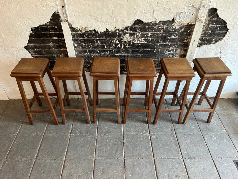 Stunning Set of 6 MidCentury Modern Studio Craft Solid Walnut Bar Stools For Sale at 1stDibs