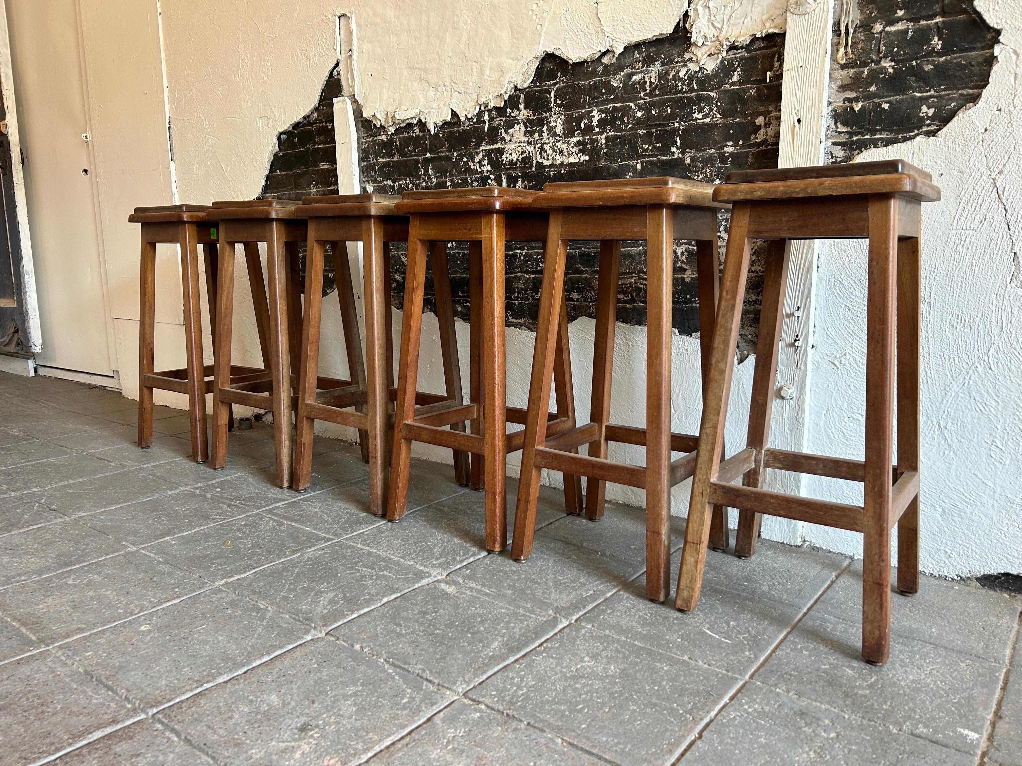 Woodwork Stunning Set of 6 Mid-Century Modern Studio Craft Solid Walnut Bar Stools